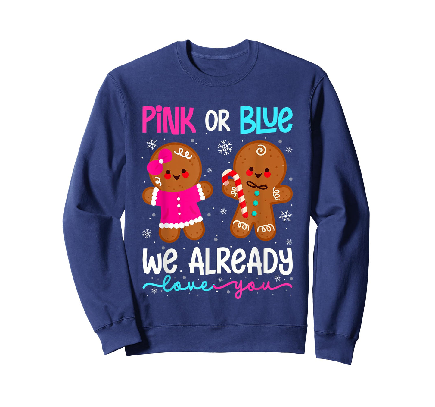 Cute Gingerbread Gender Reveal Funny Pink Or Blue Love You T-Shirt