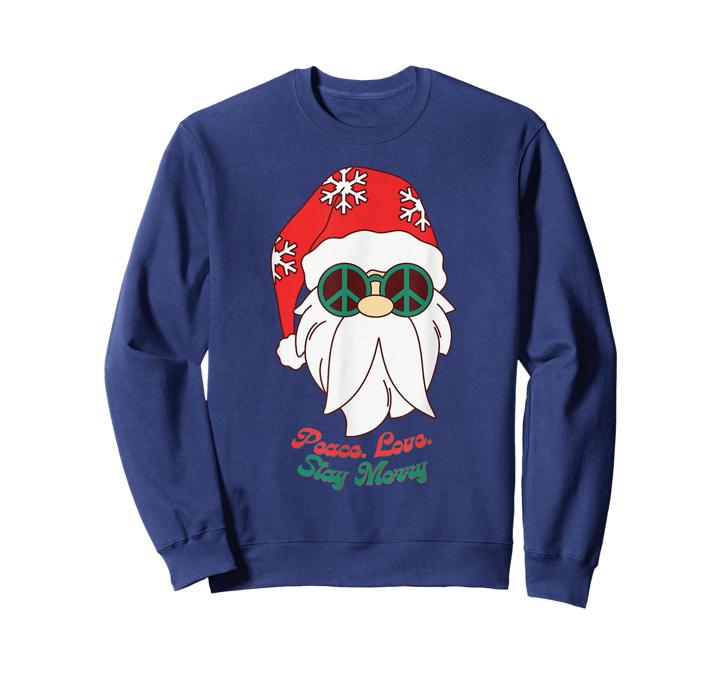 Hippie Santa Groovy Peace Sign Funny Christmas T-Shirt