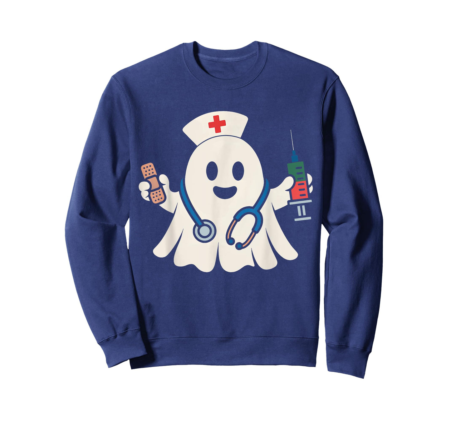 Cute Ghost Nurse Women Scrub Top Nursing Halloween Costume T-Shirt