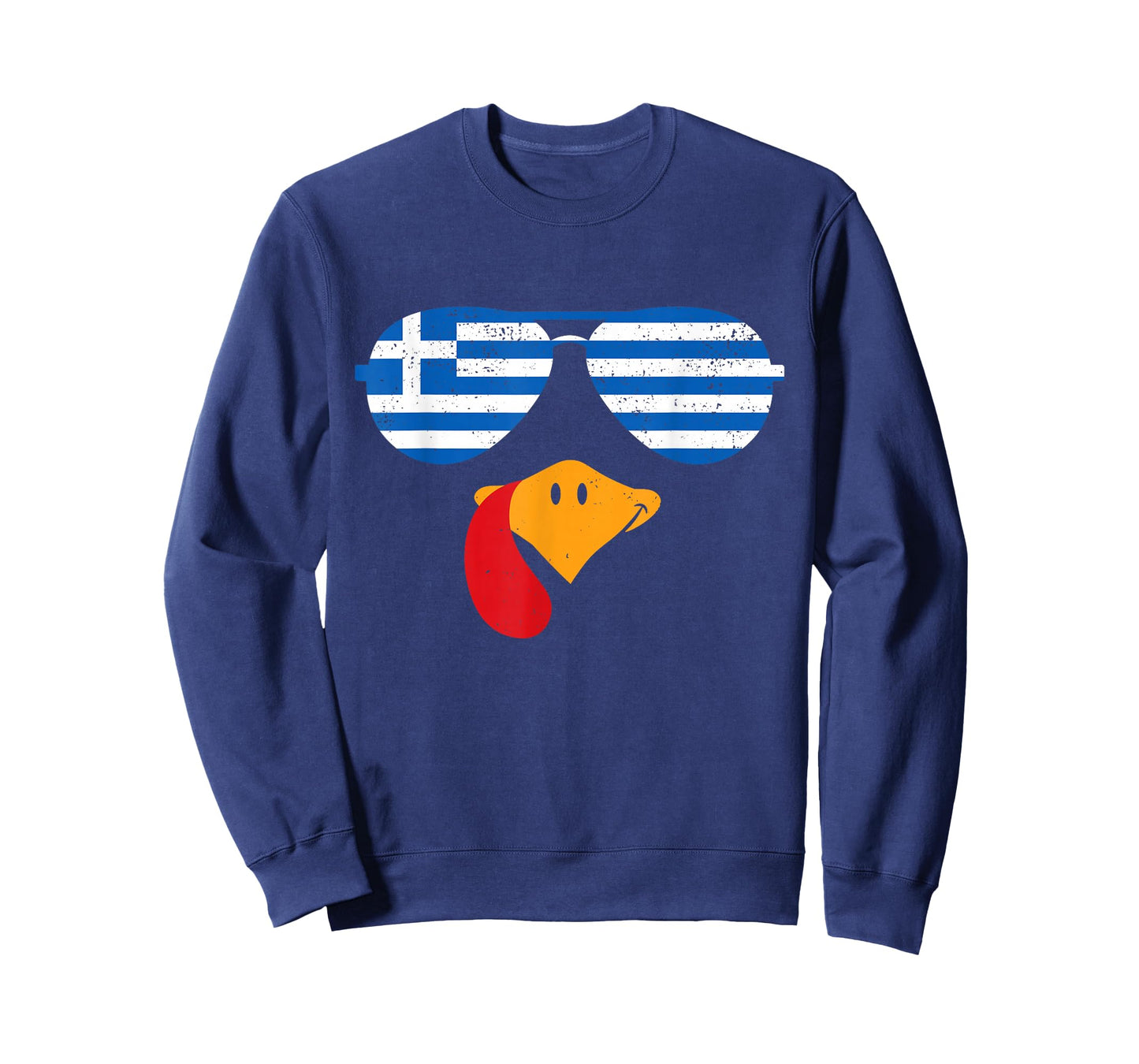 Greek Turkey Funny Thanksgiving Retro Greek Flag Greek Kids T-Shirt