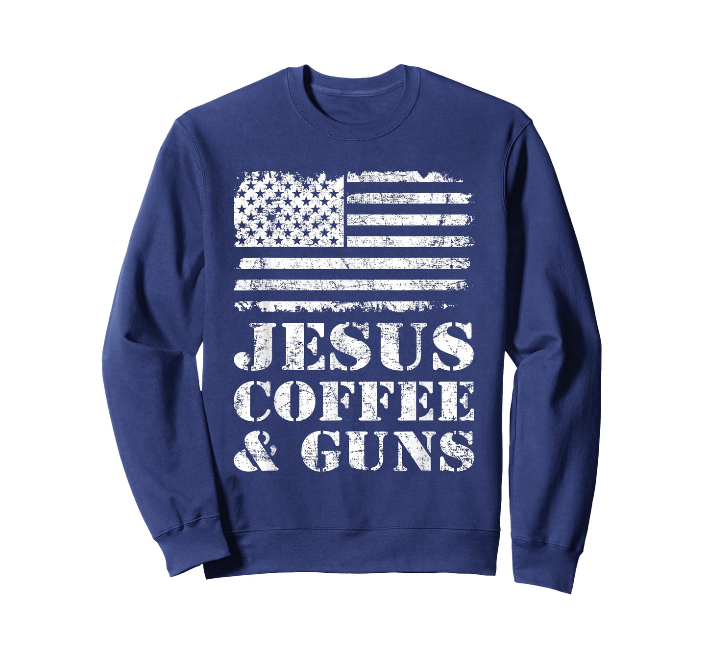 Jesus Coffee & Guns - Funny Christian Pro God & Gun USA Flag T-Shirt for Women Men