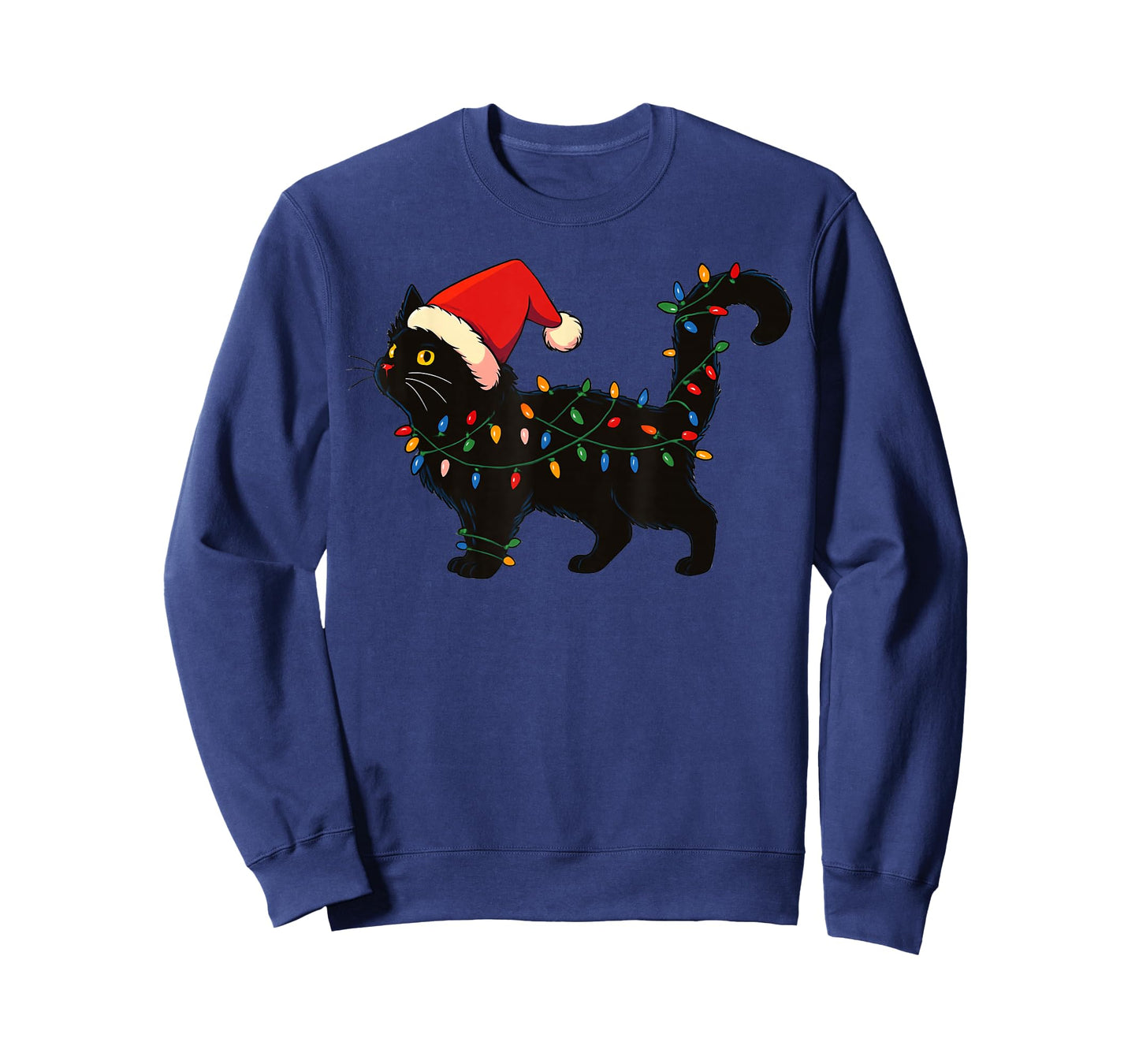 Black Cat Christmas Santa Hat Funny T-Shirt