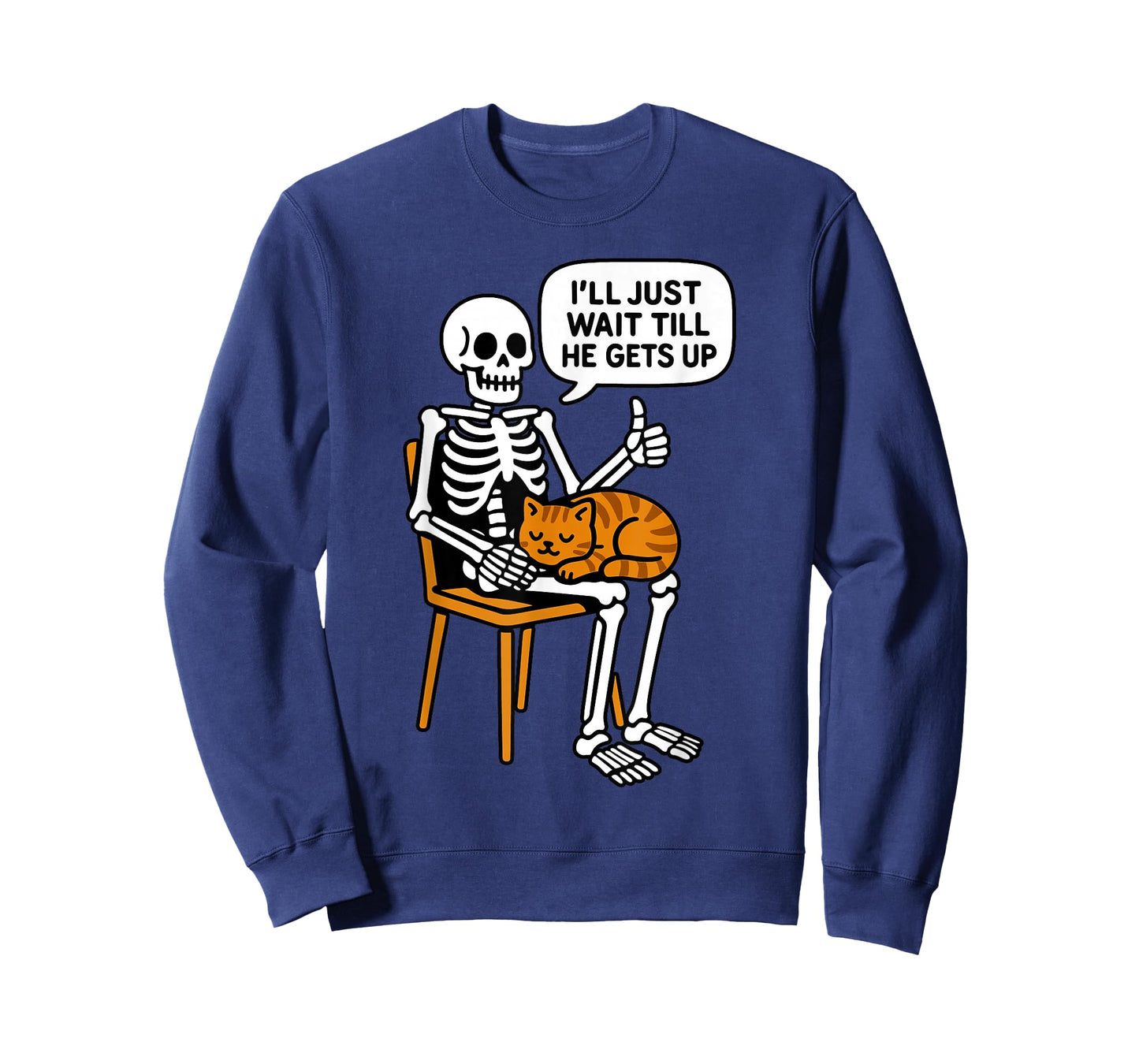 Skeleton Cat Meme Men Women Kids Funny Halloween T-Shirt
