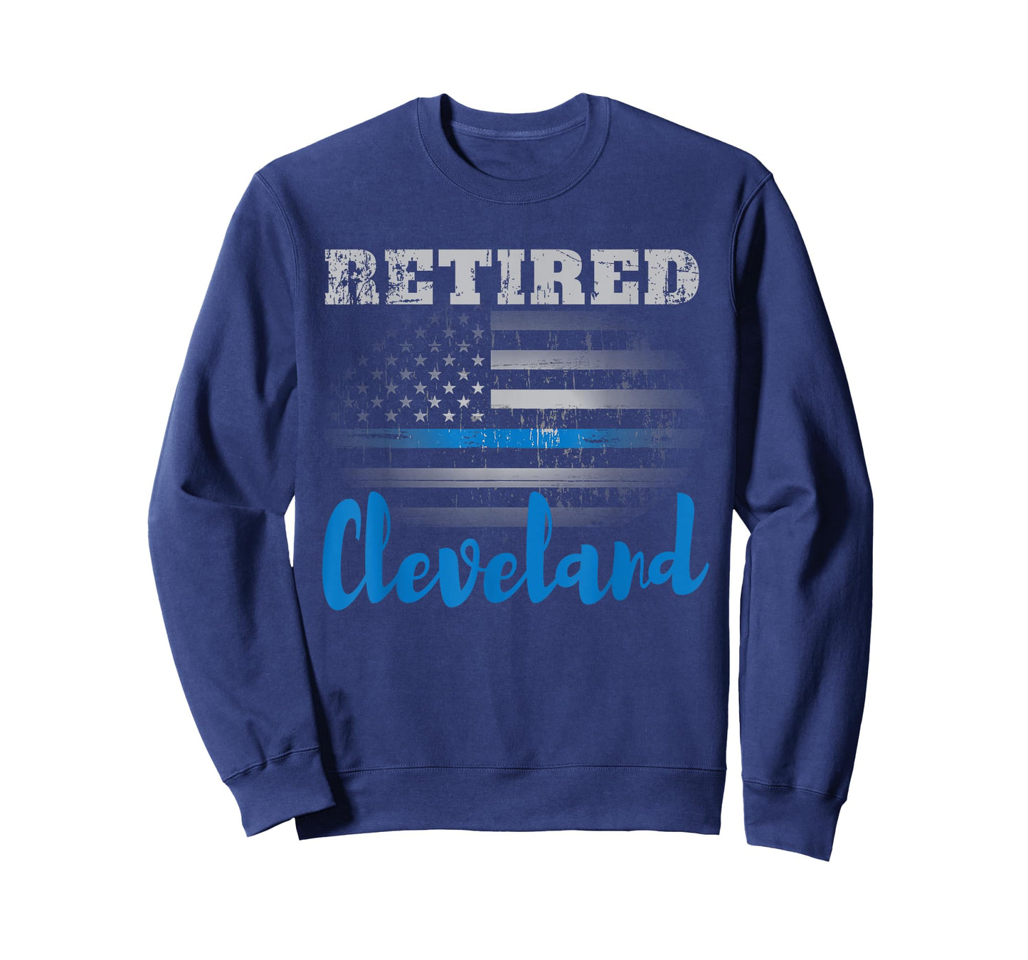 Retired Police Officer Cleveland American Flag Design T-Shirt