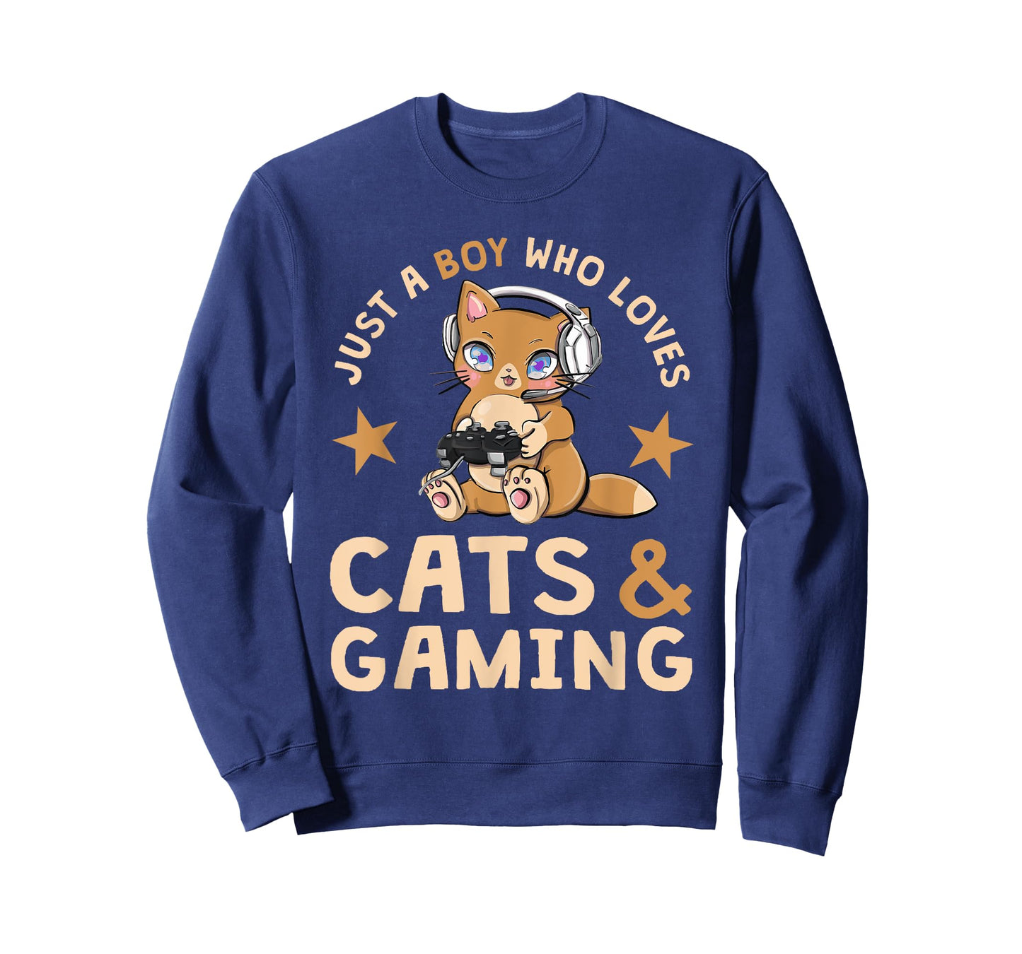 Just A Boy Who Loves Cats and Gaming Cute Gamer Cat T-Shirt