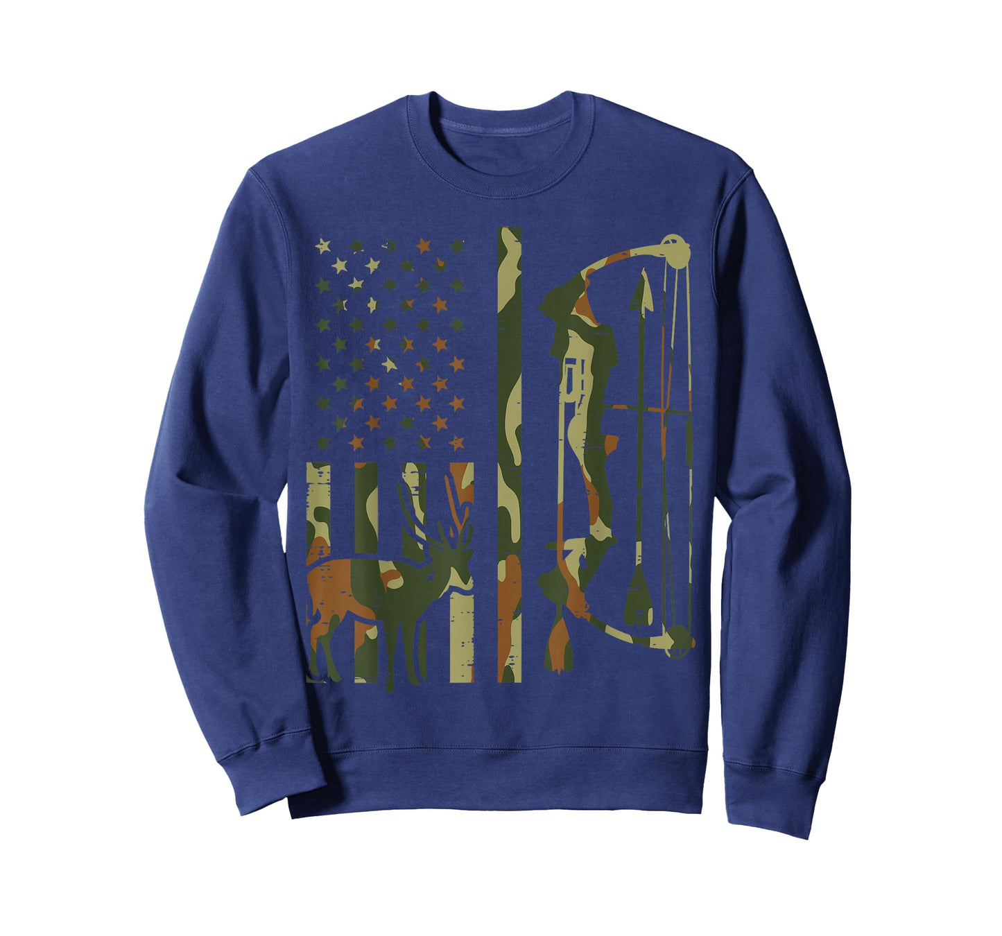 Camo Flag Deer Bow Hunting Patriotic Hunter Dad Archer T-Shirt