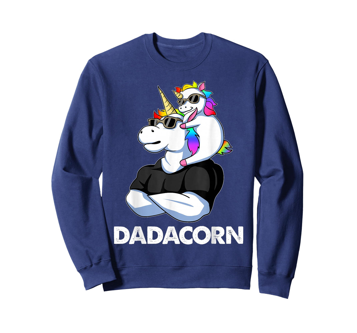 Dadacorn - Unicorn Dad and Baby Christmas Papa Father's Day T-Shirt Small