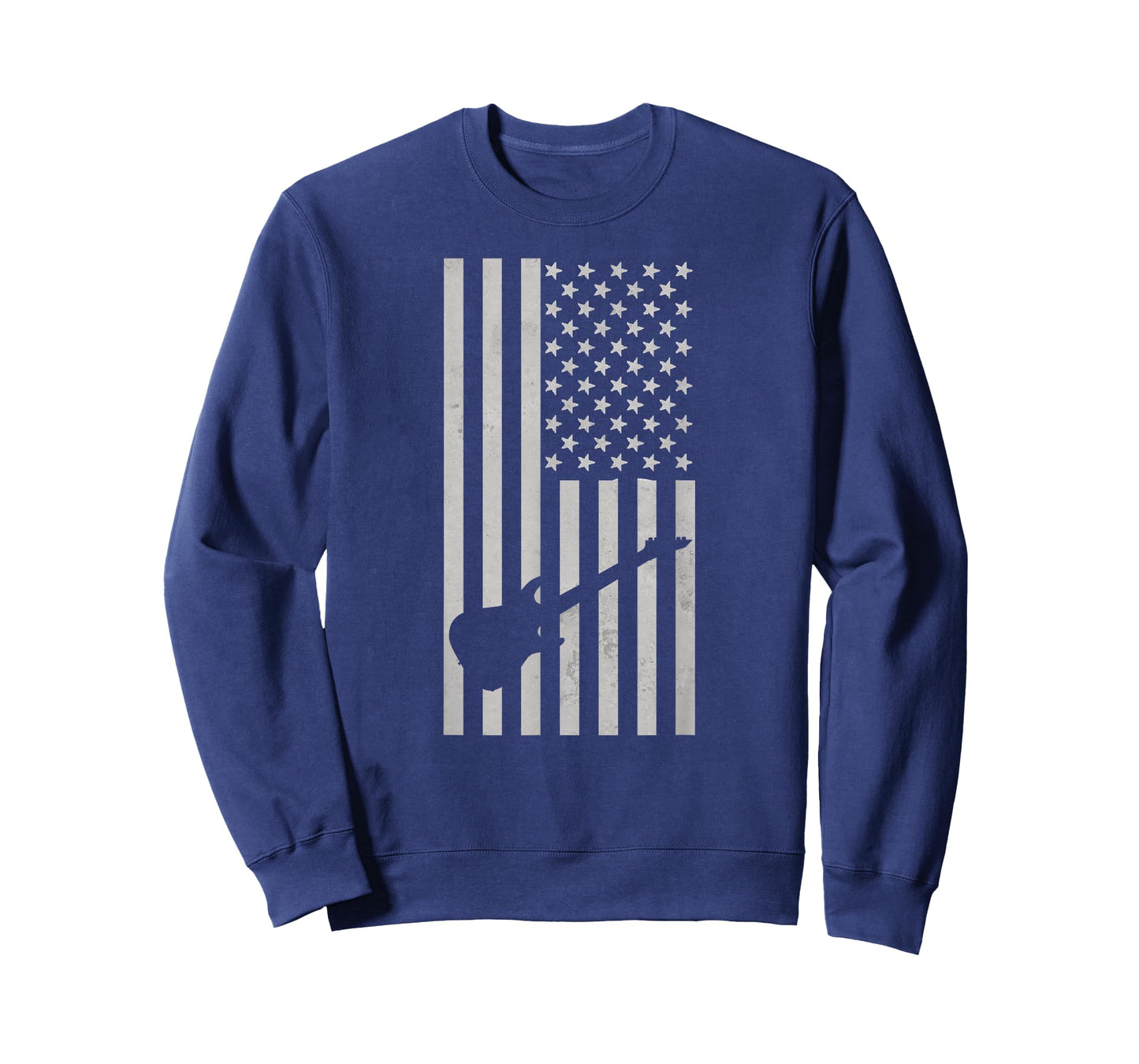American Flag Electric Guitar Monochrome Patriotic Musician T-Shirt