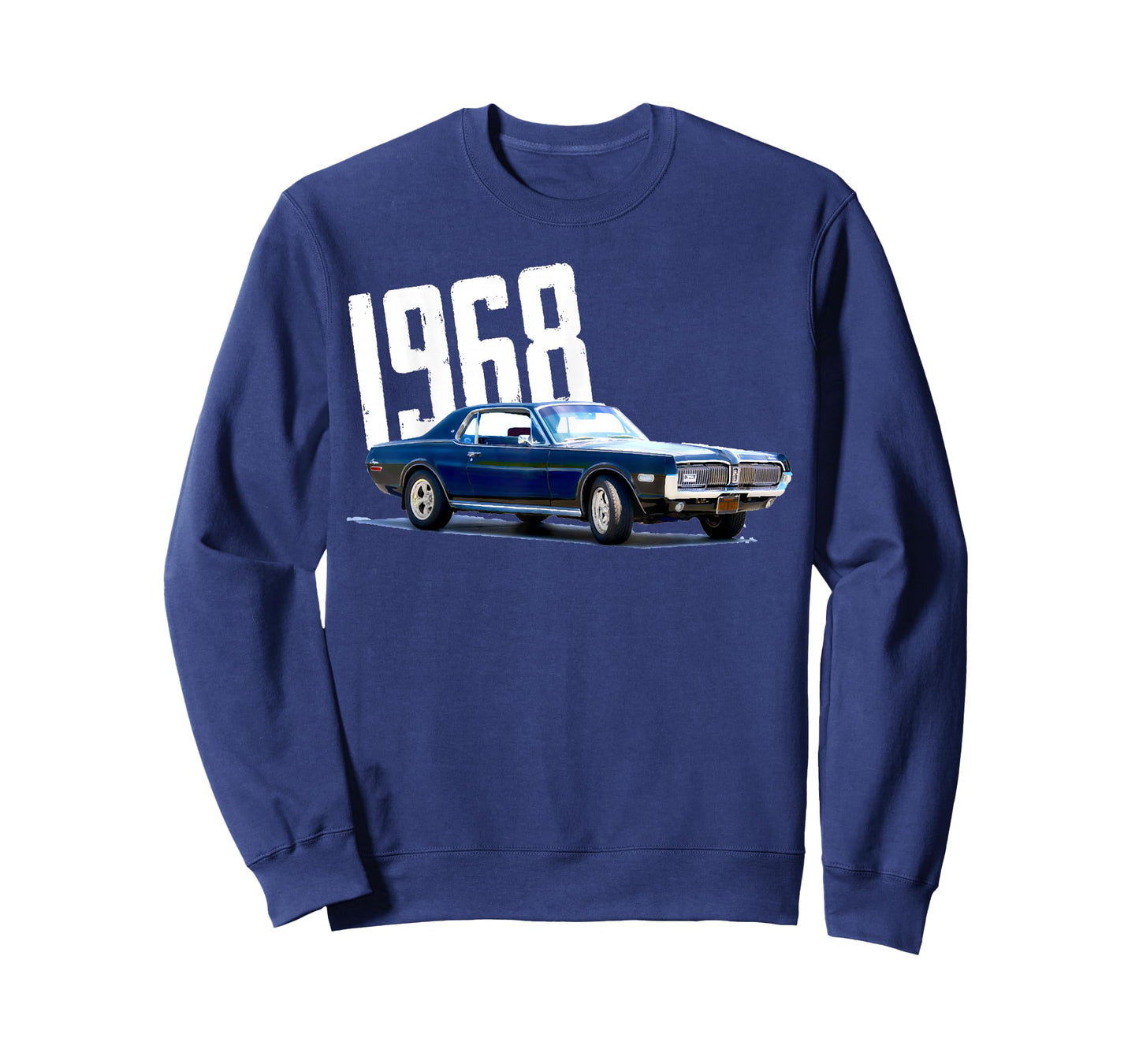 1968 68 Mercury Cougar Blue Classic Vintage Old Car USA Flag T-Shirt
