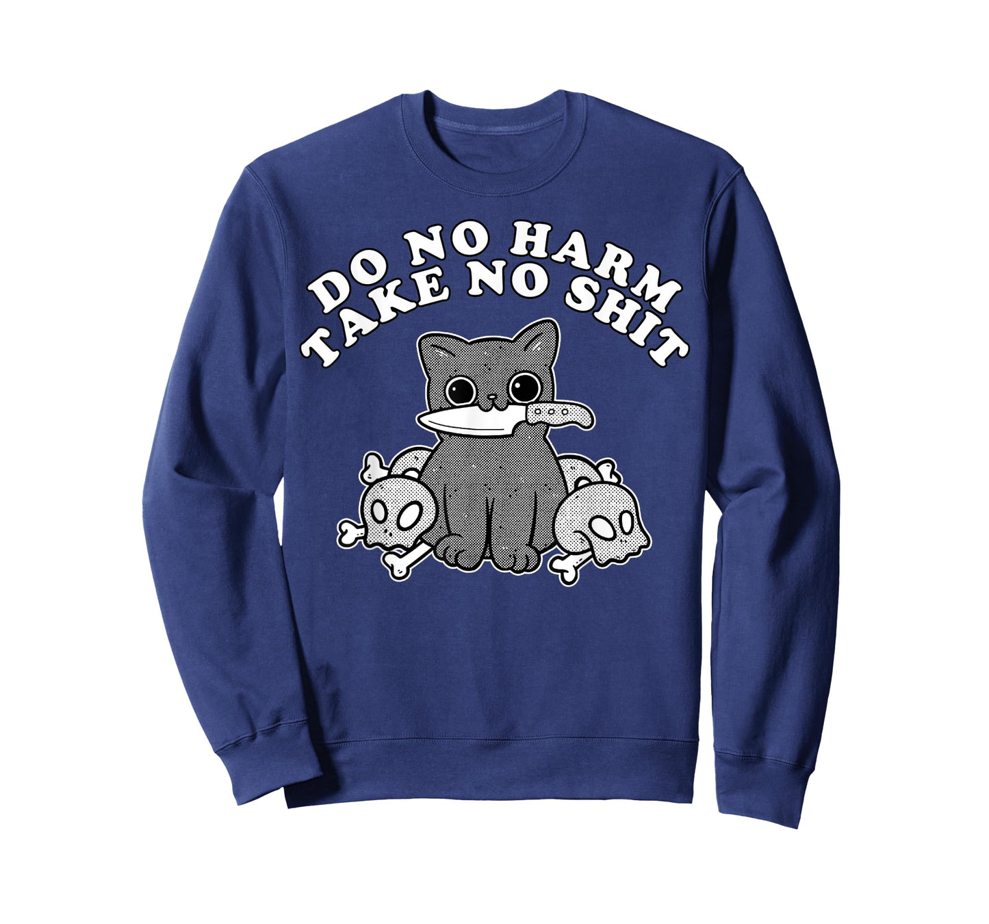 Vintage Retro Do No Harm Take No Shit Funny Cat Humor Gift Men Women T-Shirt