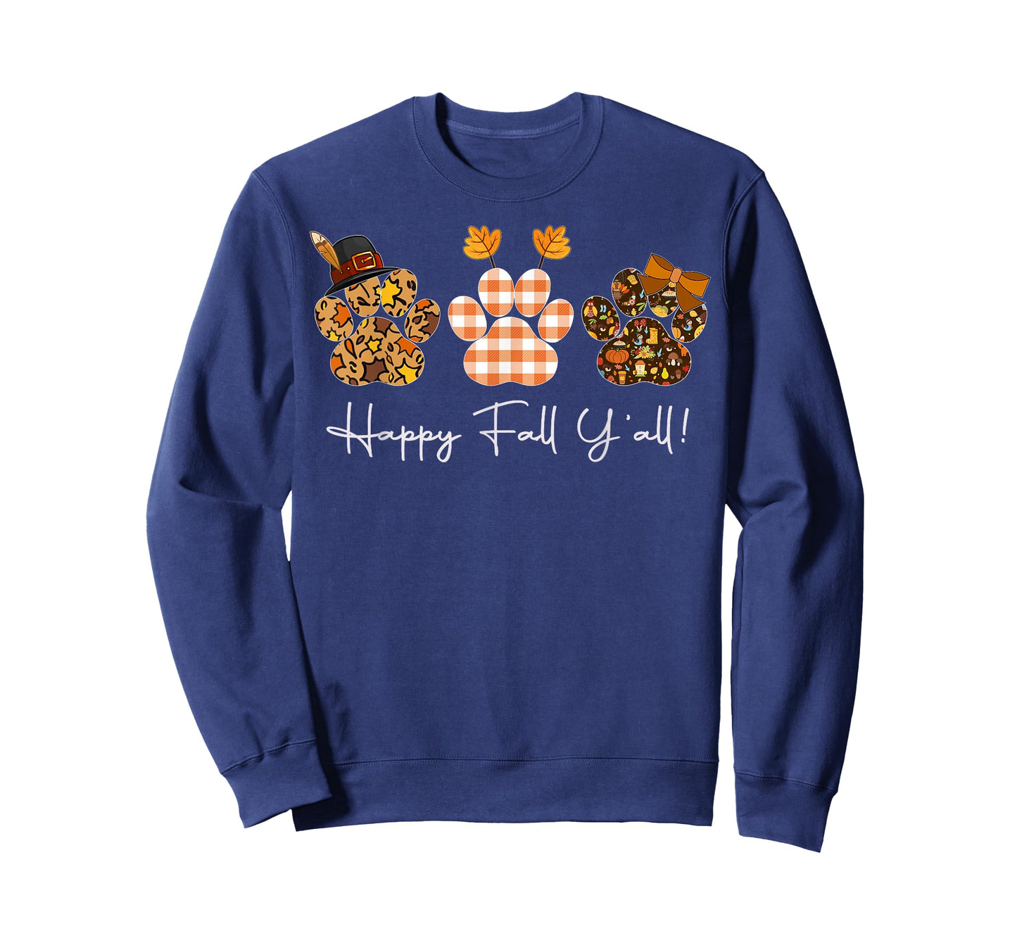 Happy Fall Y'all Paw Prints, Leopard Buffalo Paw Autumn T-Shirt