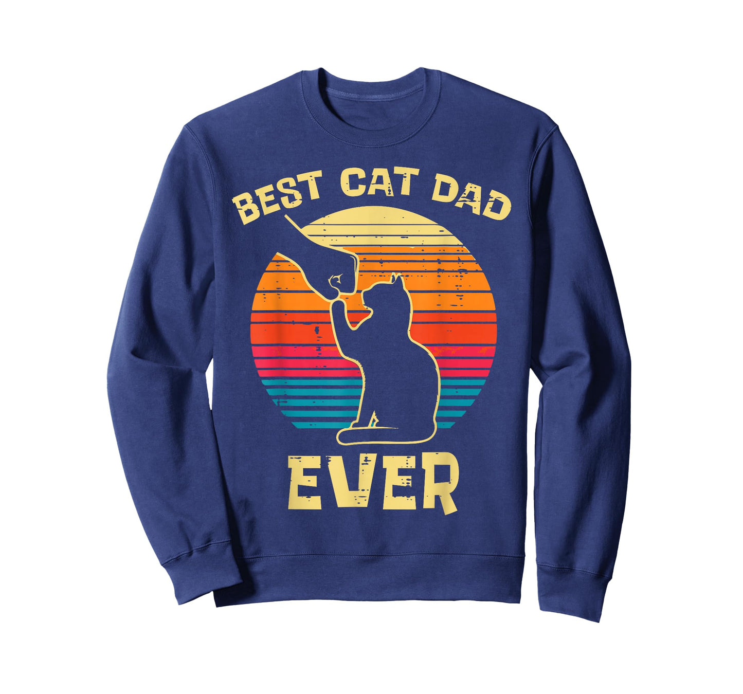 Best Cat Dad Ever Fist Bump Retro Kitten Fur Papa Daddy Men T-Shirt