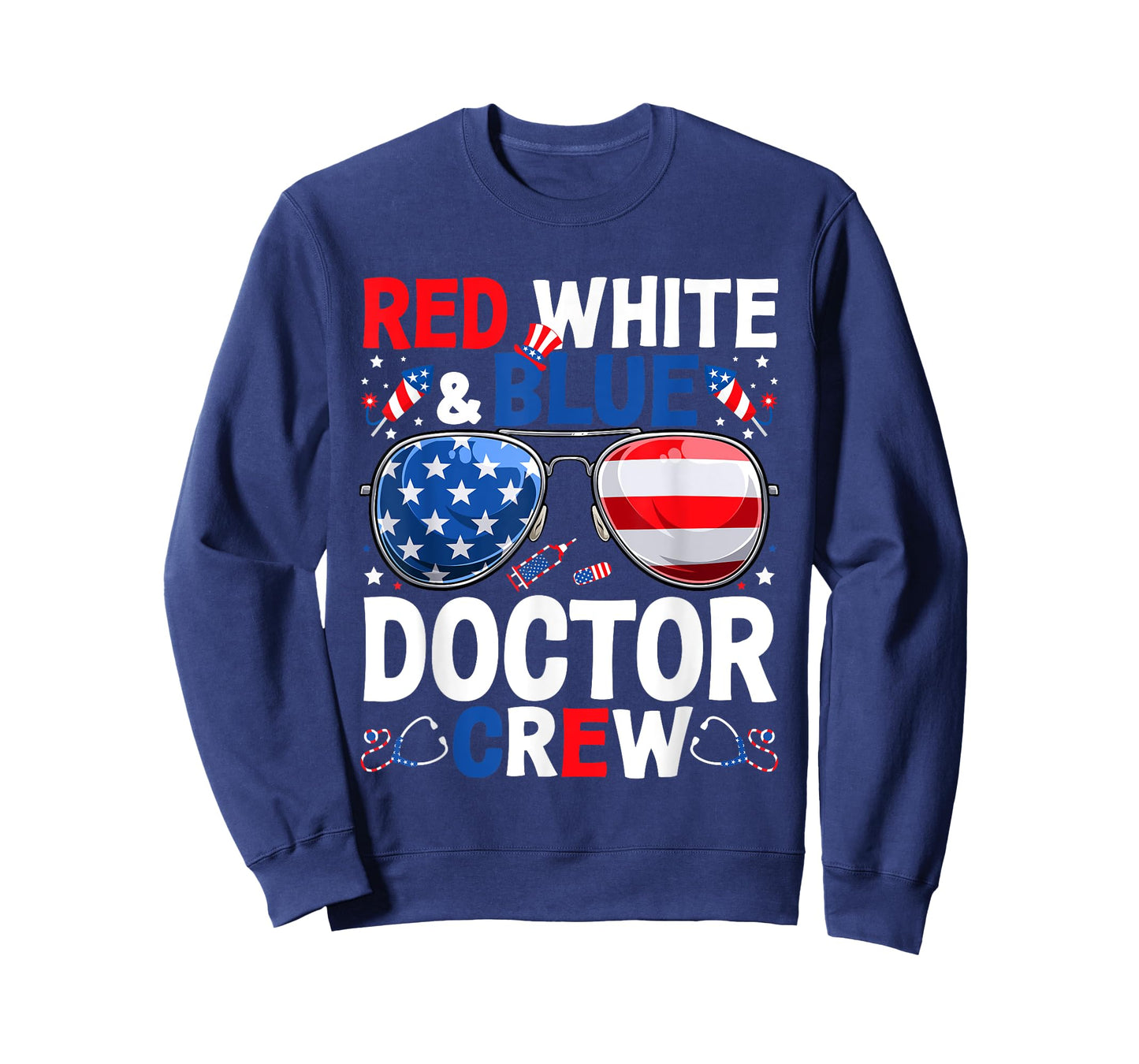 4th Of July Red White & Blue Doctor Crew American Flag Women Men T-Shirt