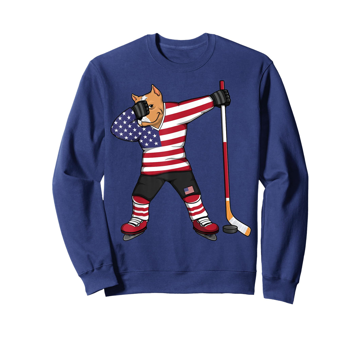 Dabbing Pitbull America Ice Hockey Fans Jersey USA Flag T-Shirt for Women Kids Men
