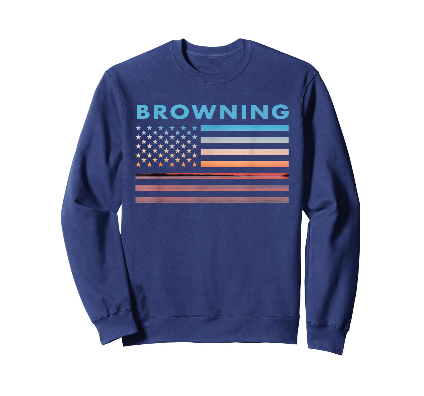 Vintage Sunset American Flag Browning, Montana T-Shirt