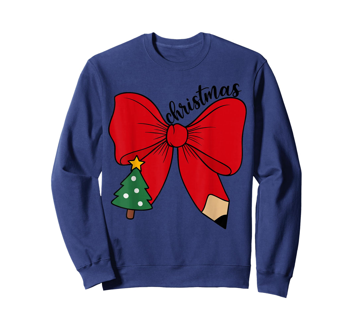 Cute Christmas Teacher Red Bow with Pencil Holiday Classroom T-Shirt