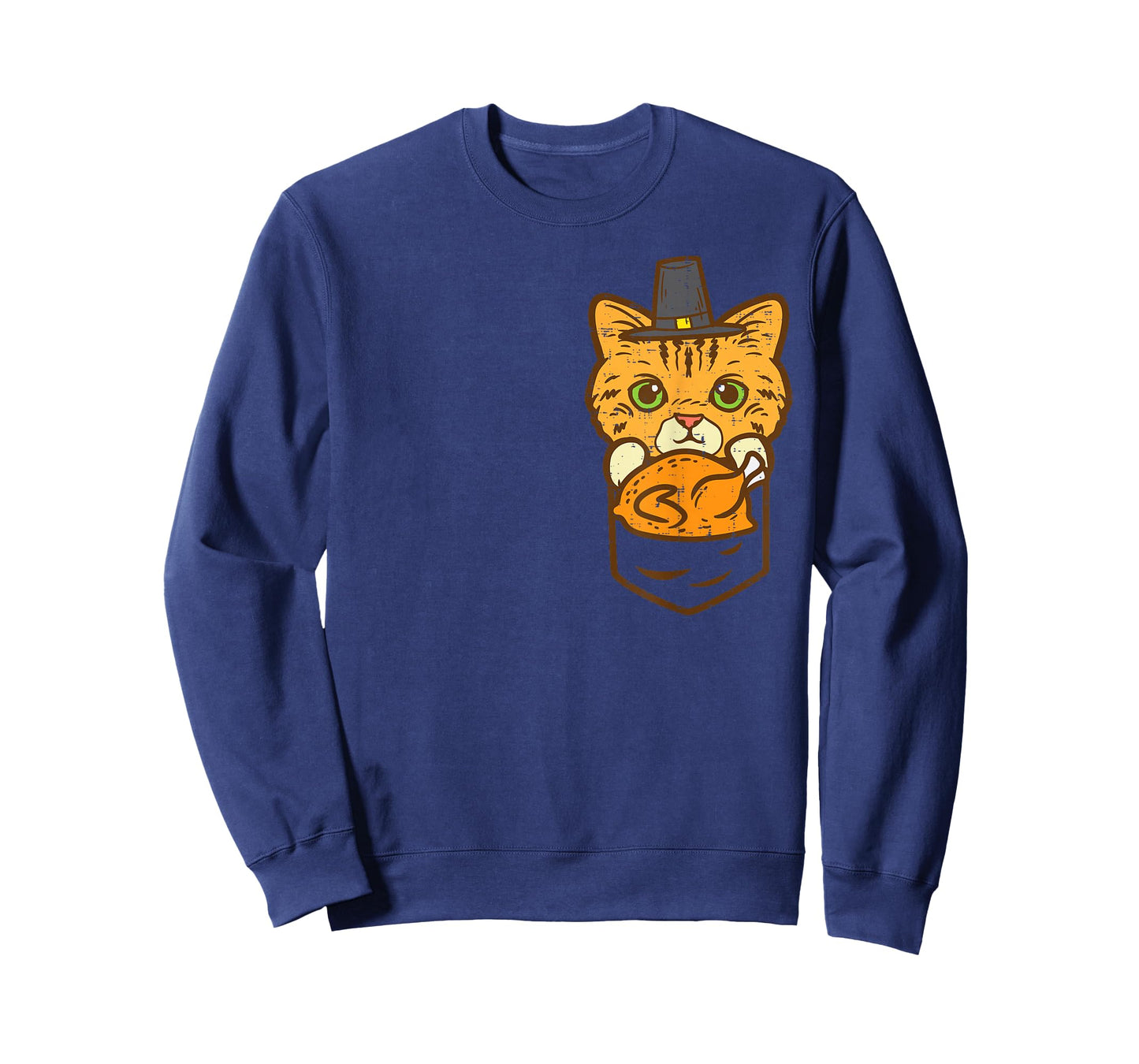 Pocket Pilgrim Cat Turkey Cute Thanksgiving Men Women Kids T-Shirt