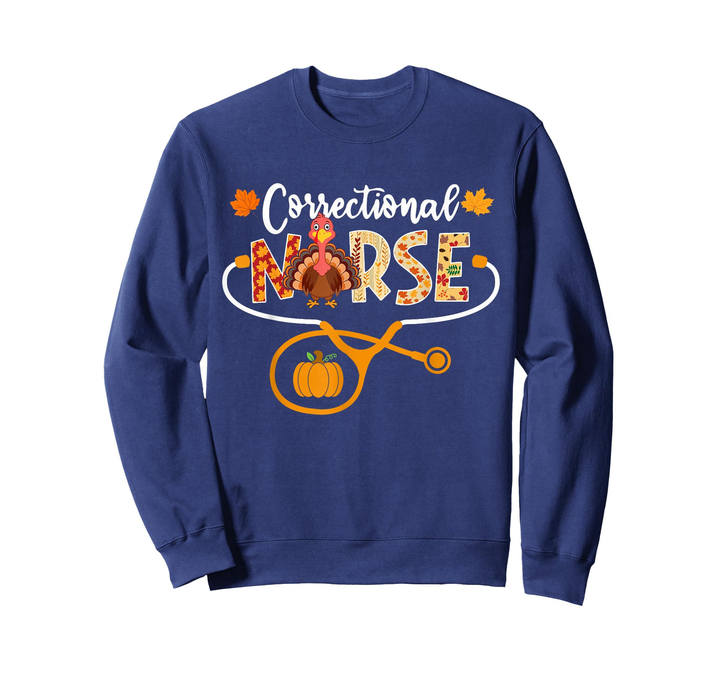Correctional Nurse Turkey Stethoscope Pumpkin Thanksgiving T-Shirt