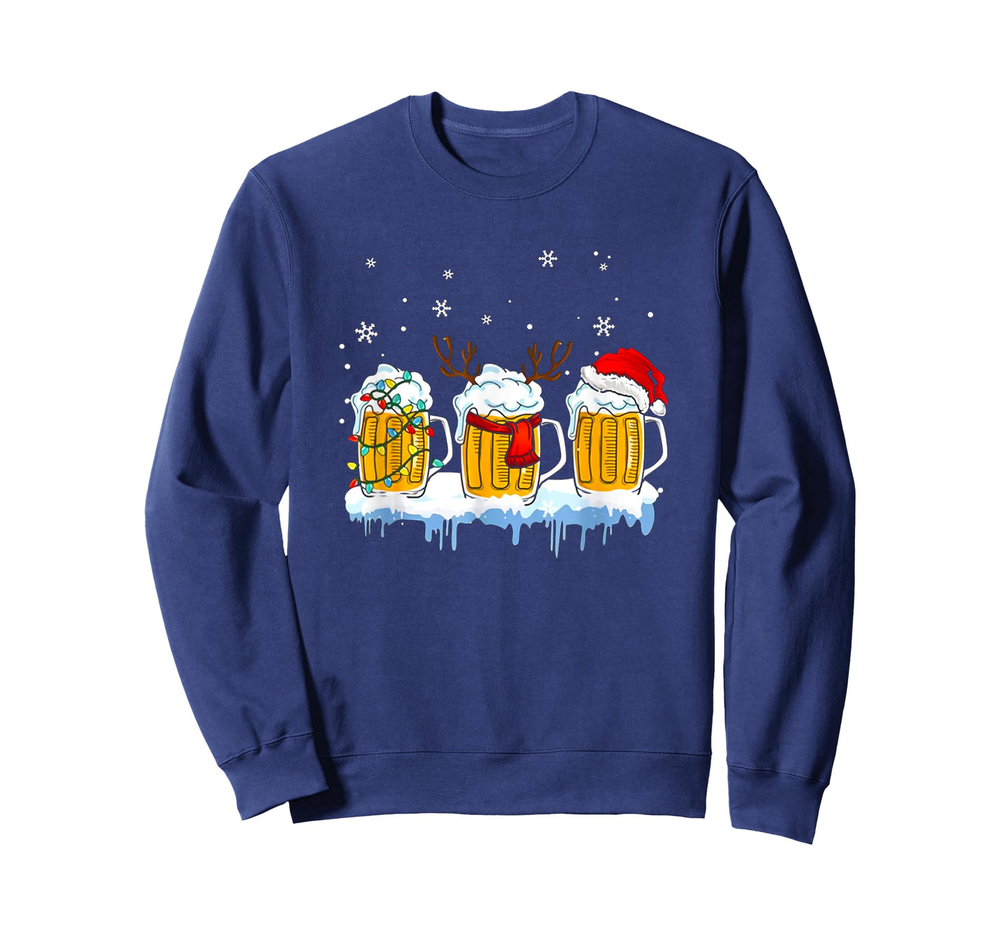 Beer Christmas Mug Santa Reinbeer Xmas lights pajamas T-Shirt