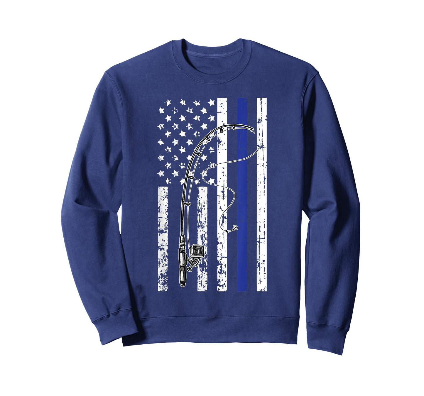 American Flag Blue Line Fishing Cool Police Officer Gifts T-Shirt