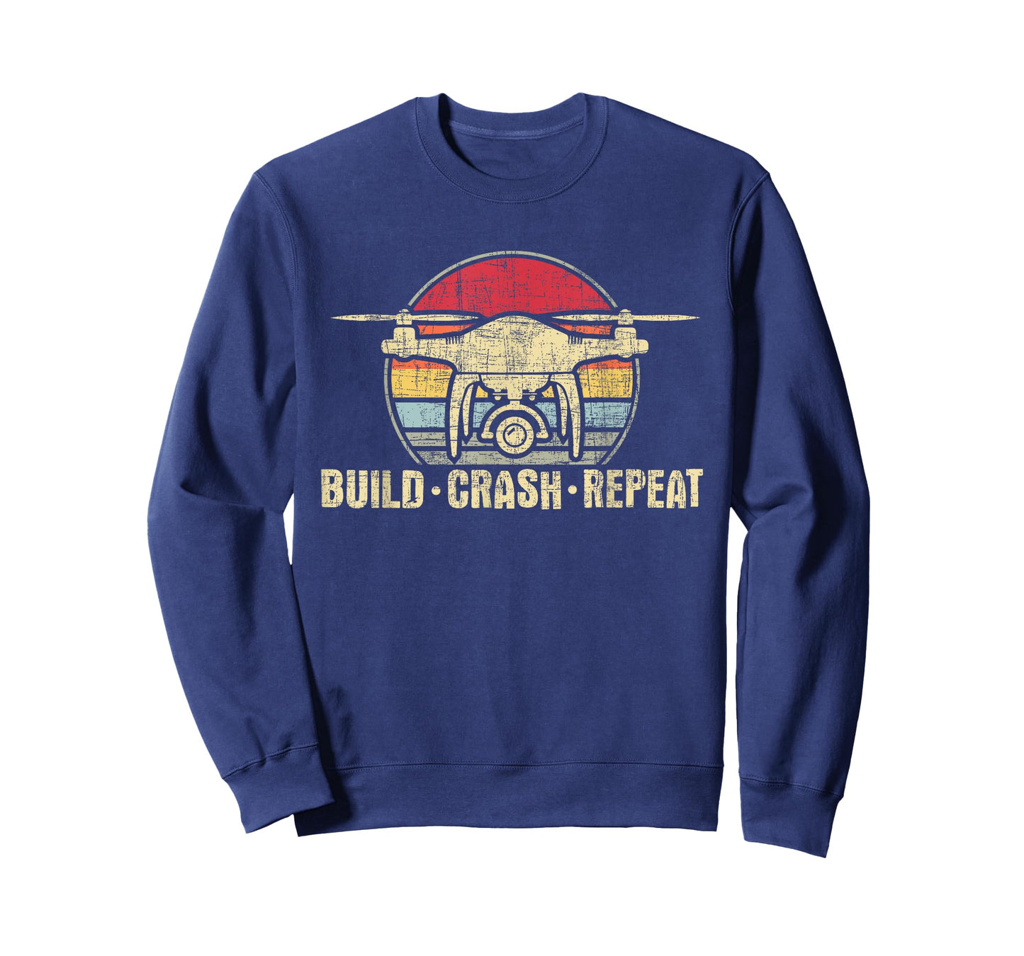 Funny Drone Shirts - Build Crash Repeat - Drone Pilot Quadcopter FAA Certified Unisex-Adults Black T-Shirt