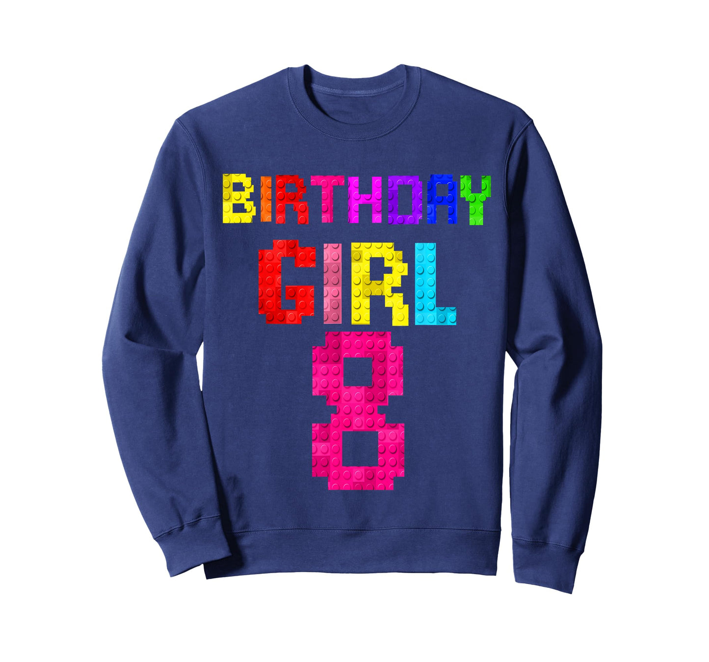 Kids 8th Birthday Girl 8 Years Old Building Blocks Builder T-Shirt