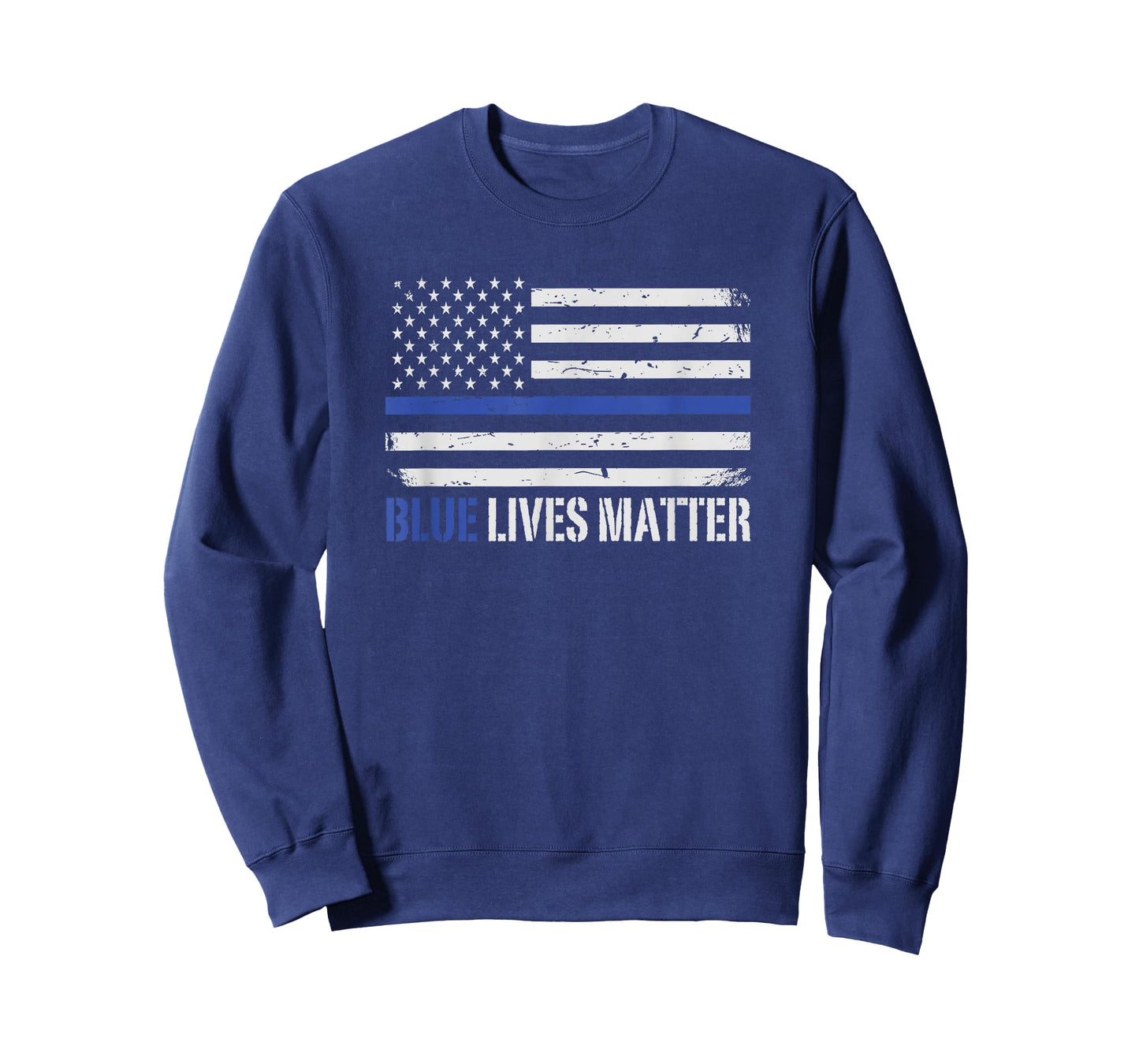 Blue Lives Matter Thin Blue Line American Flag Cop T-Shirt Small