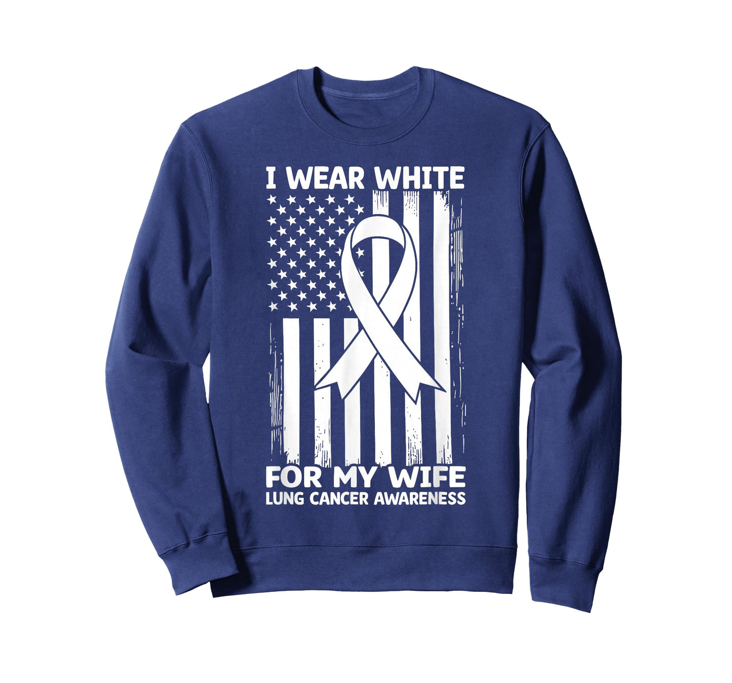 I Wear White For My Wife USA Flag Lung Cancer T-Shirt