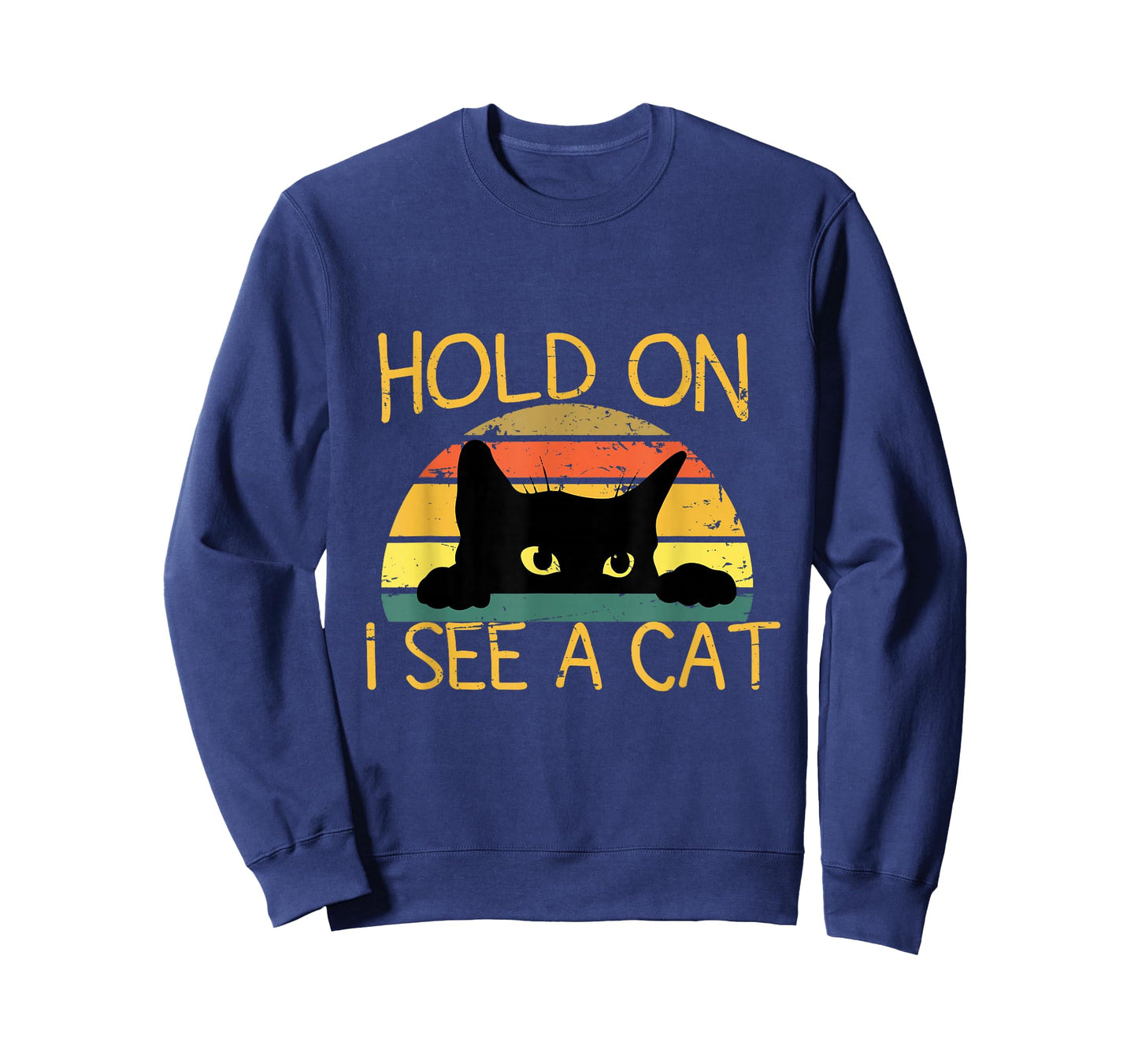 Hold On I See A Cat Kitten Vintage Cat Mom Funny Black Cat T-Shirt