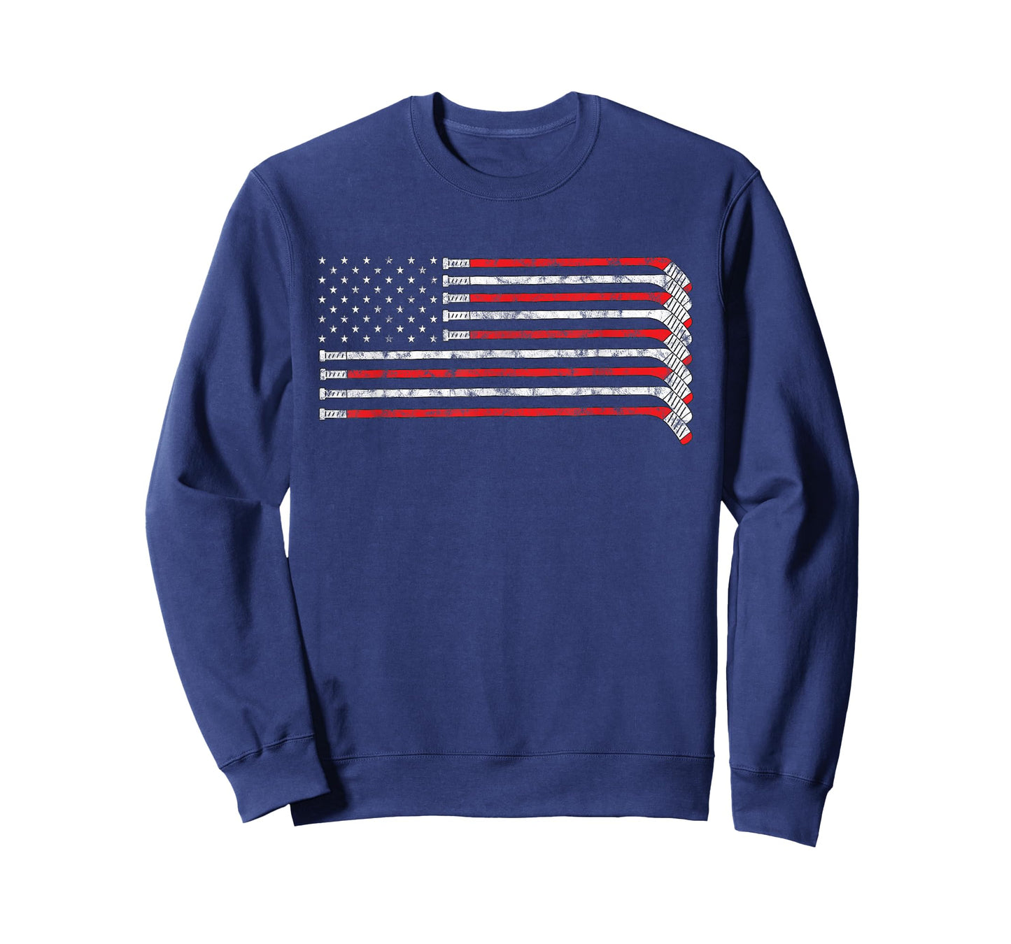 Hockey Stick USA Flag Faded Hockey Player T-shirt