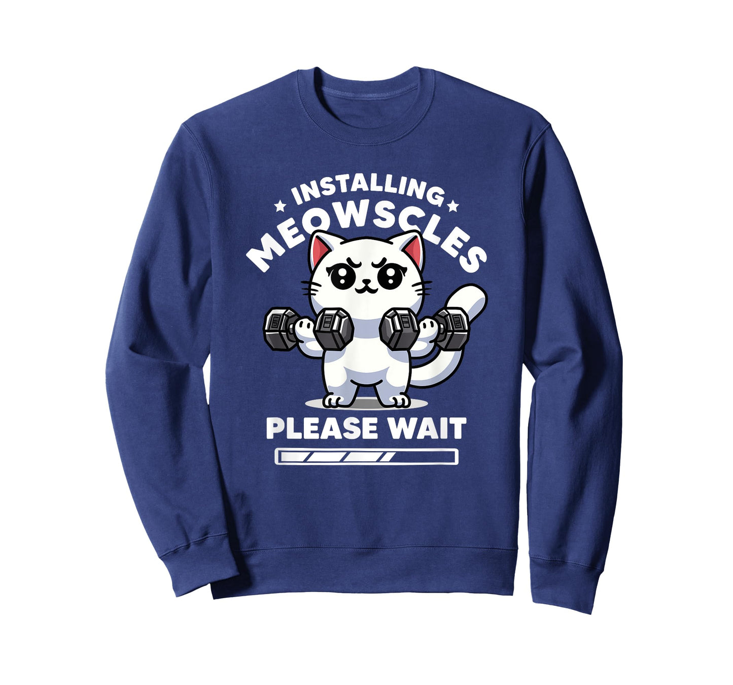 Installing Meowscles Please Wait Cat Funny Gym Quote Cat Men Women Kids T-Shirt