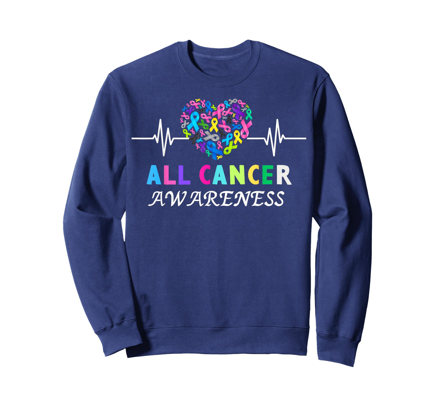 All Cancer Matters Heartbeat Multicolor Ribbon Awareness T-Shirt