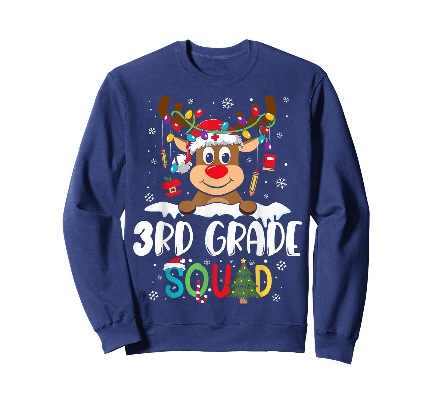 3rd Grade Teacher Squad Funny Reindeer Teacher Christmas T-Shirt