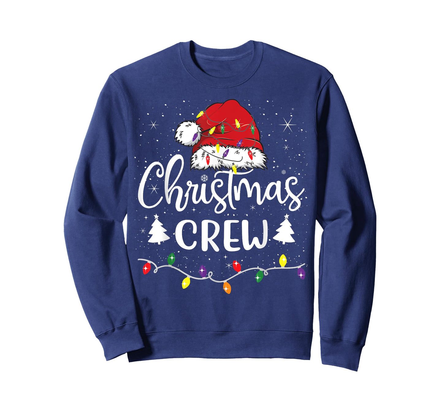 Christmas Crew Lights Red Santa Hat Xmas Family Men Women T-Shirt