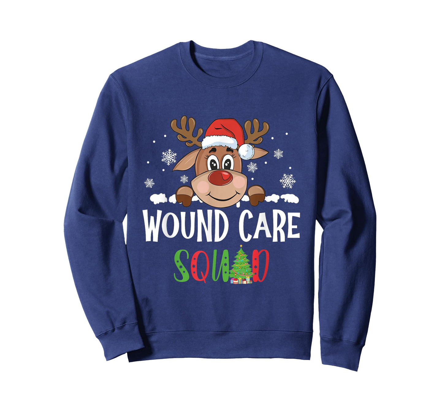 Cute Reindeer Christmas Wound Care Squad Stethoscope Nurse T-Shirt