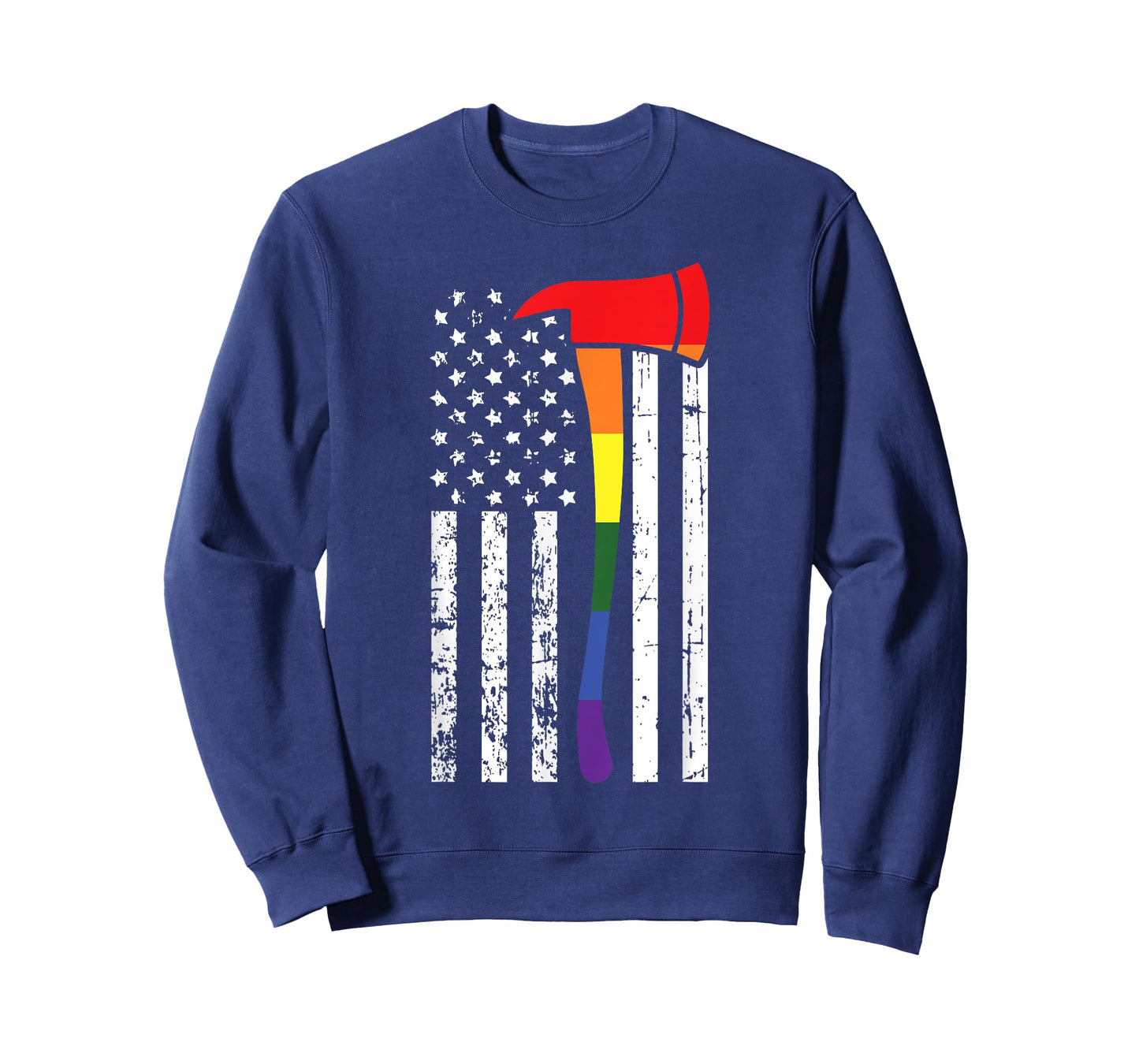 Firefighter American Flag LGBT-Q Gay Pride Flag Fireman Ally T-Shirt