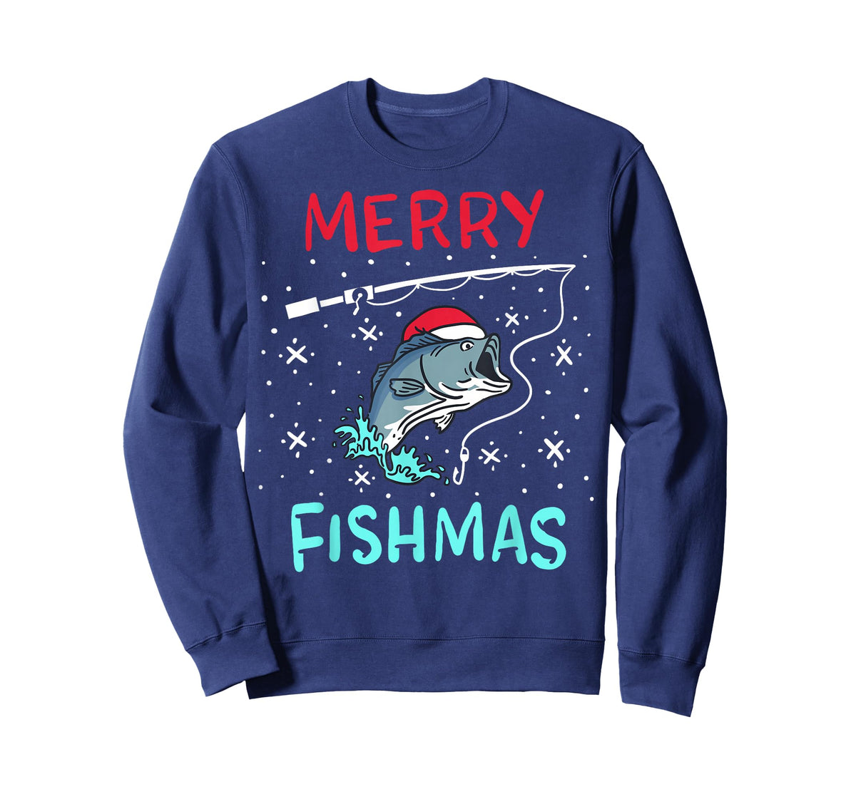Merry Christmas Fishmas Funny Fishing Fish Gift Present T-Shirt
