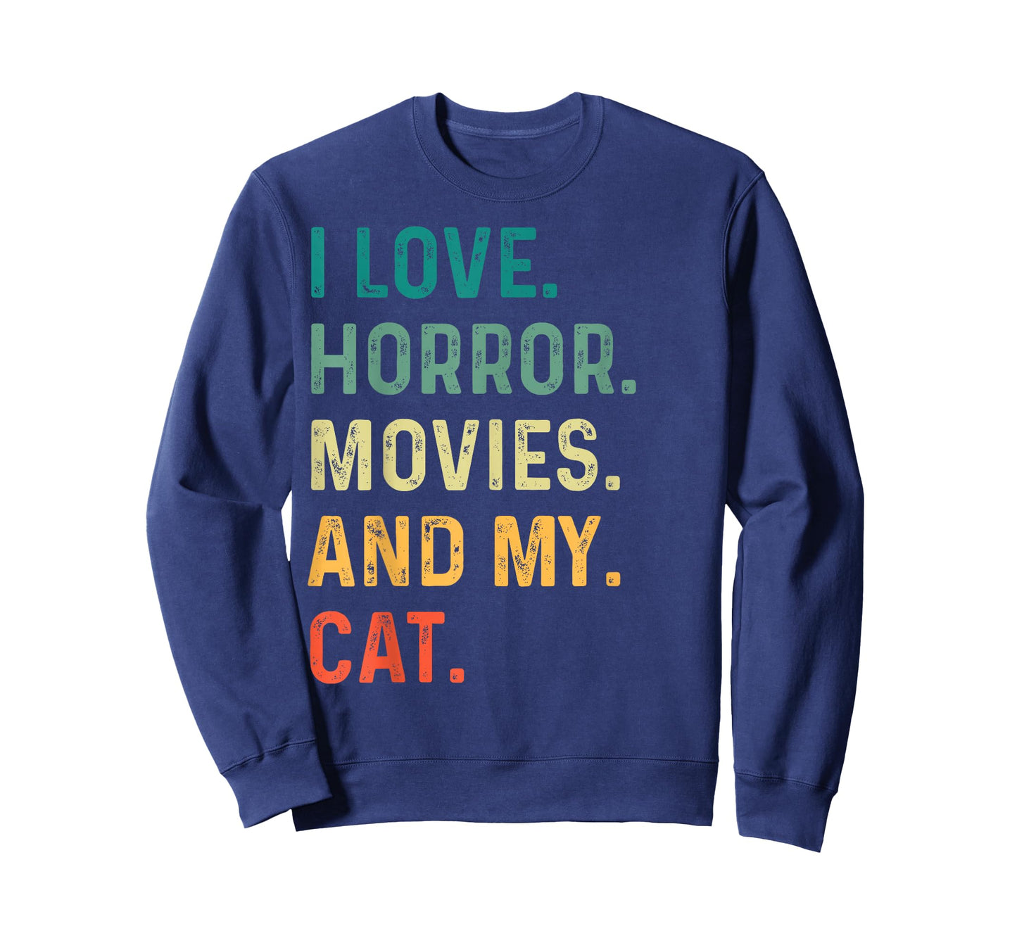 I Love Horror Movies And My Cat Retro Vintage Funny T-Shirt