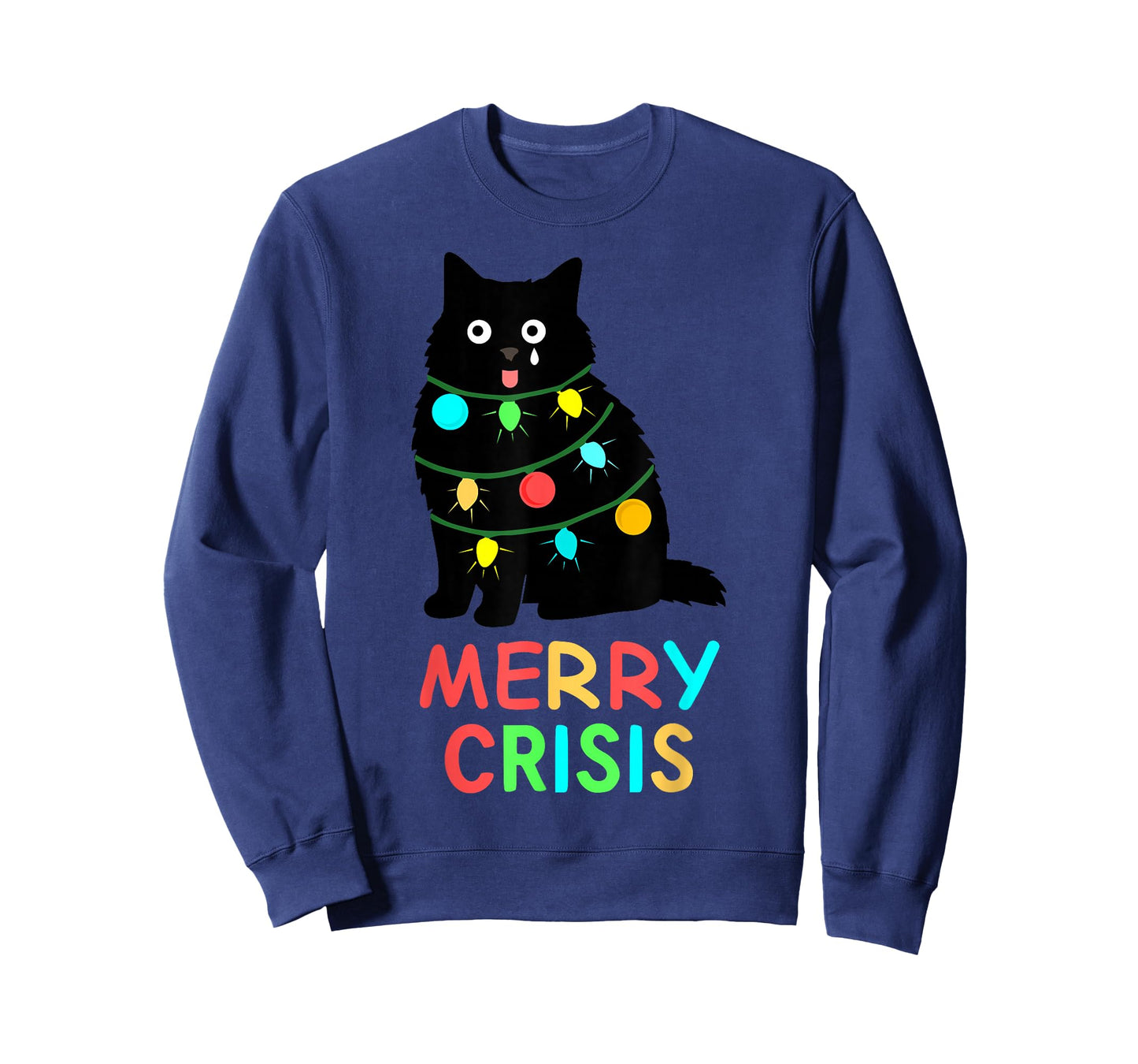 Cute Merry Crisis Cat Funny Ugly Christmas Holiday T-Shirt