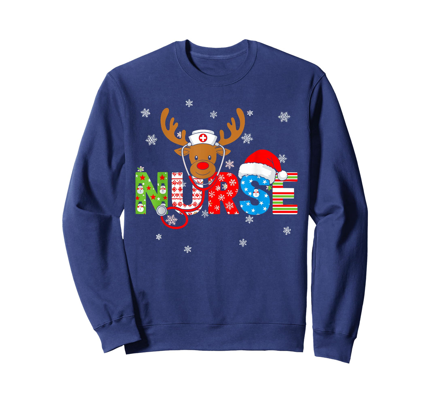 Christmas Nurse Stethoscope Santa Hat Reindeer Xmas T-Shirt