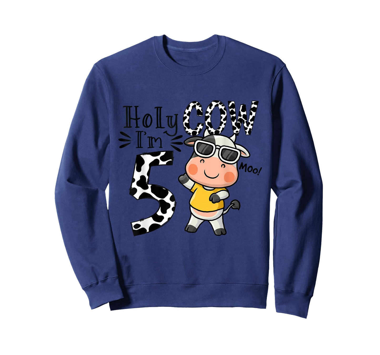 Cute 5th Cow Farm Animals Bday Holy Cow I'm 5 Birthday Boy T-Shirt