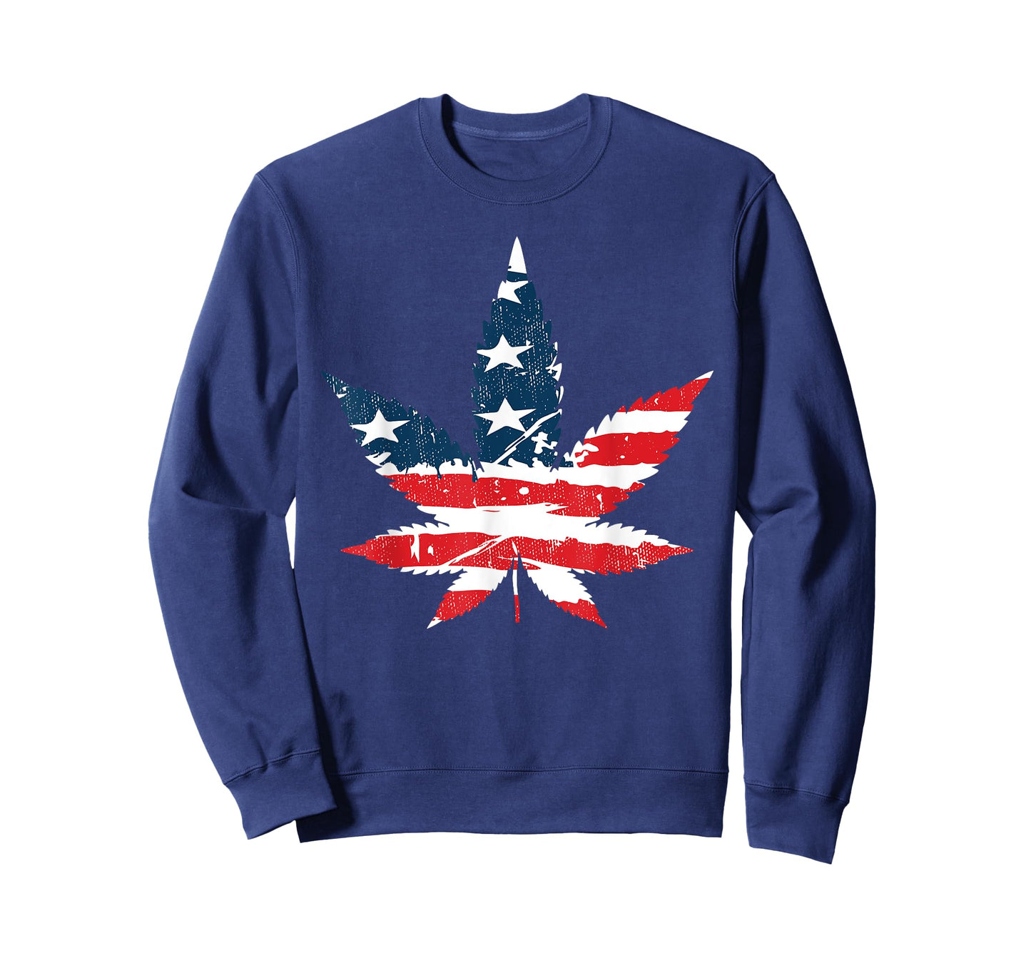 American Marijuana Weed Leaf US Flag 4th of July T-Shirt for Women Men