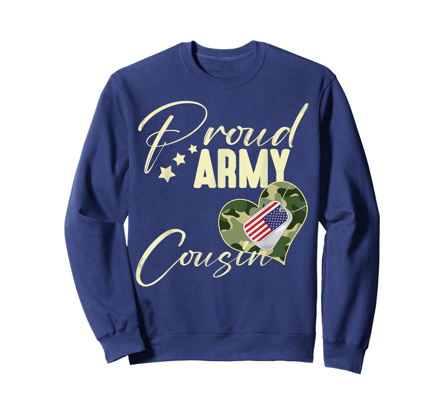 Proud Army COUSIN Camouflage Dog Tag USA American Flag T-Shirt