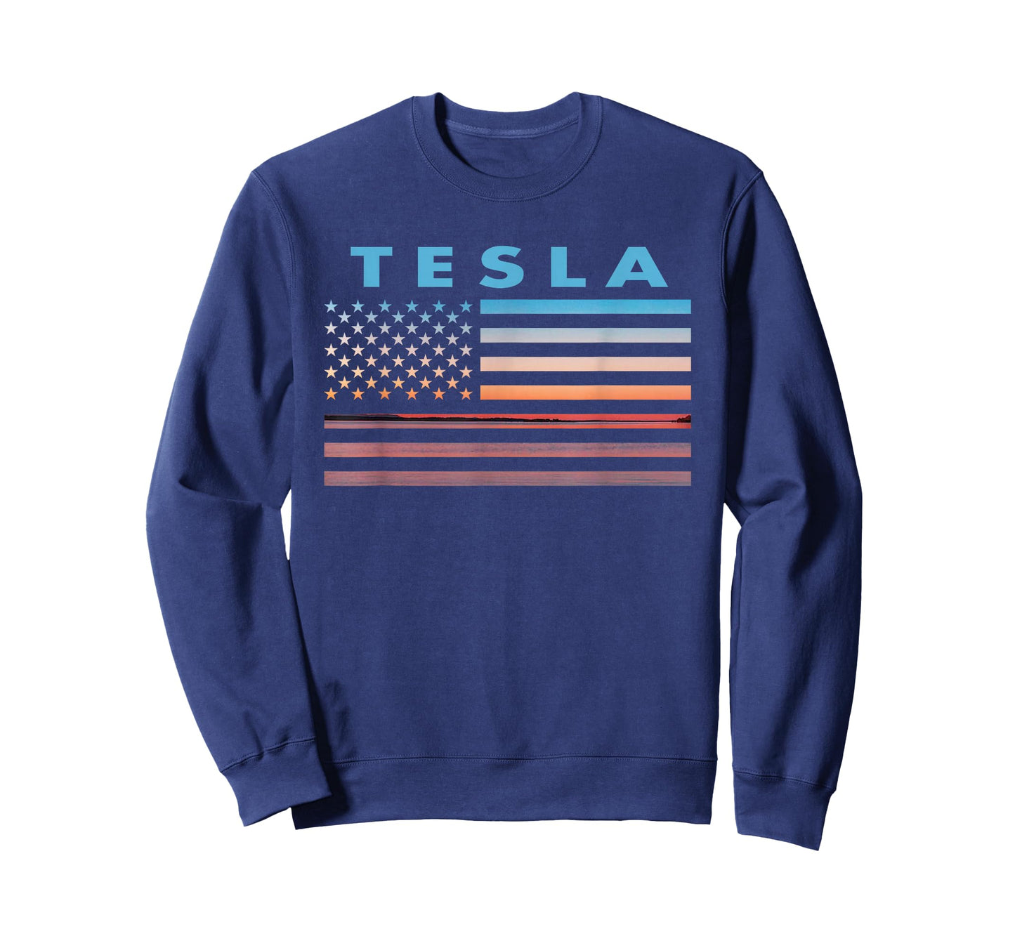 Vintage Sunset American Flag Tesla, West Virginia T-Shirt