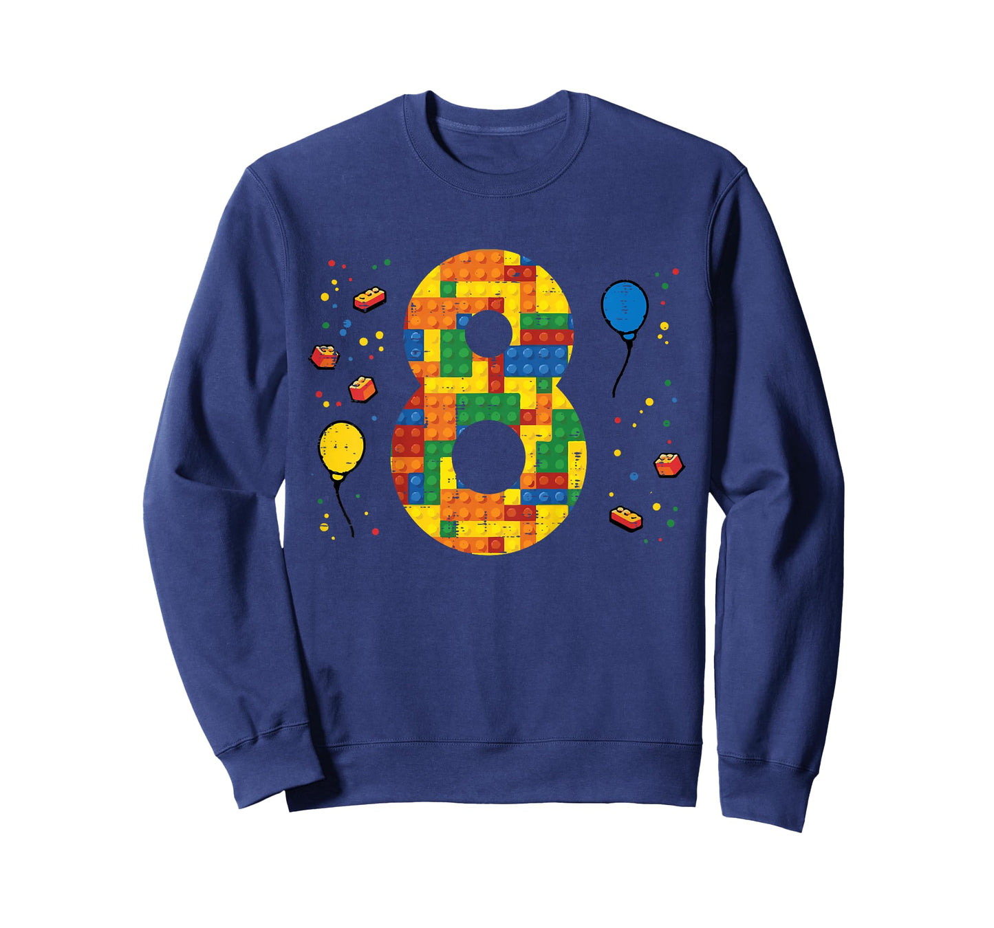 Kids 8th Birthday Blocks Building Bricks 8 Year Old Boys Kids T-Shirt