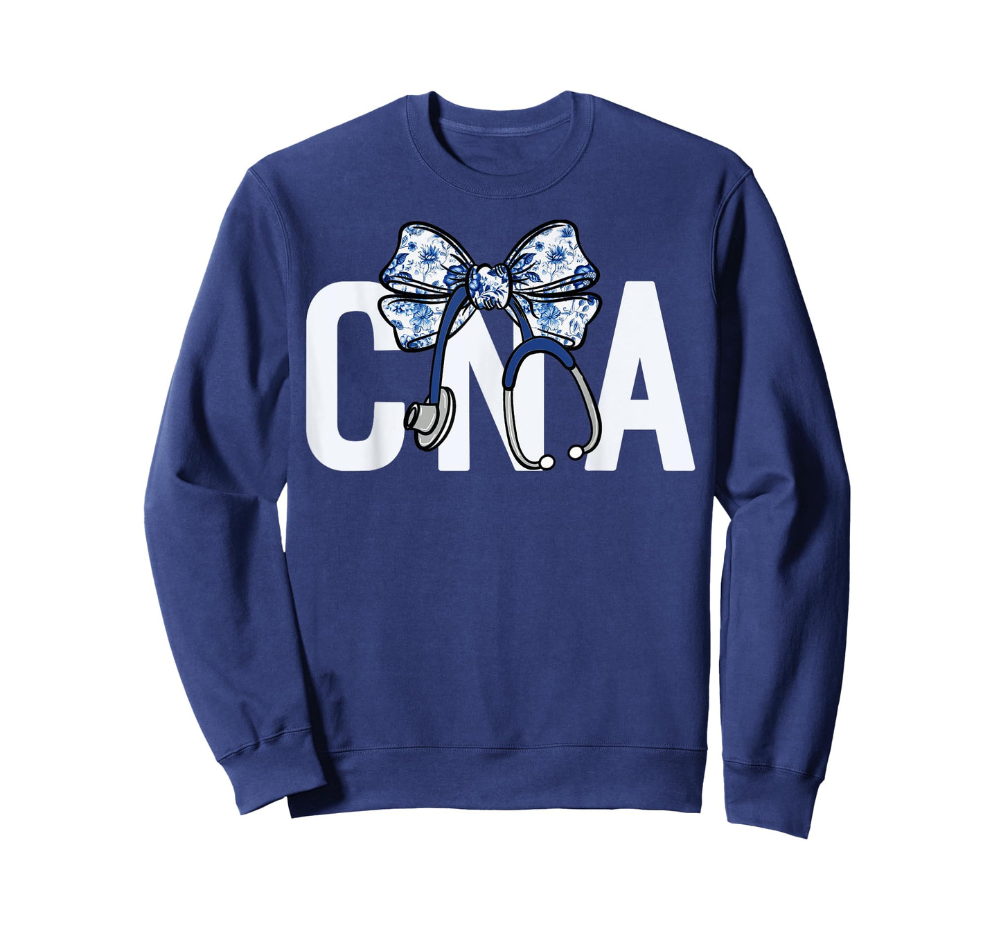 CNA Coquette Bow Nurse Stethoscope Nursing Floral Blue Women T-Shirt