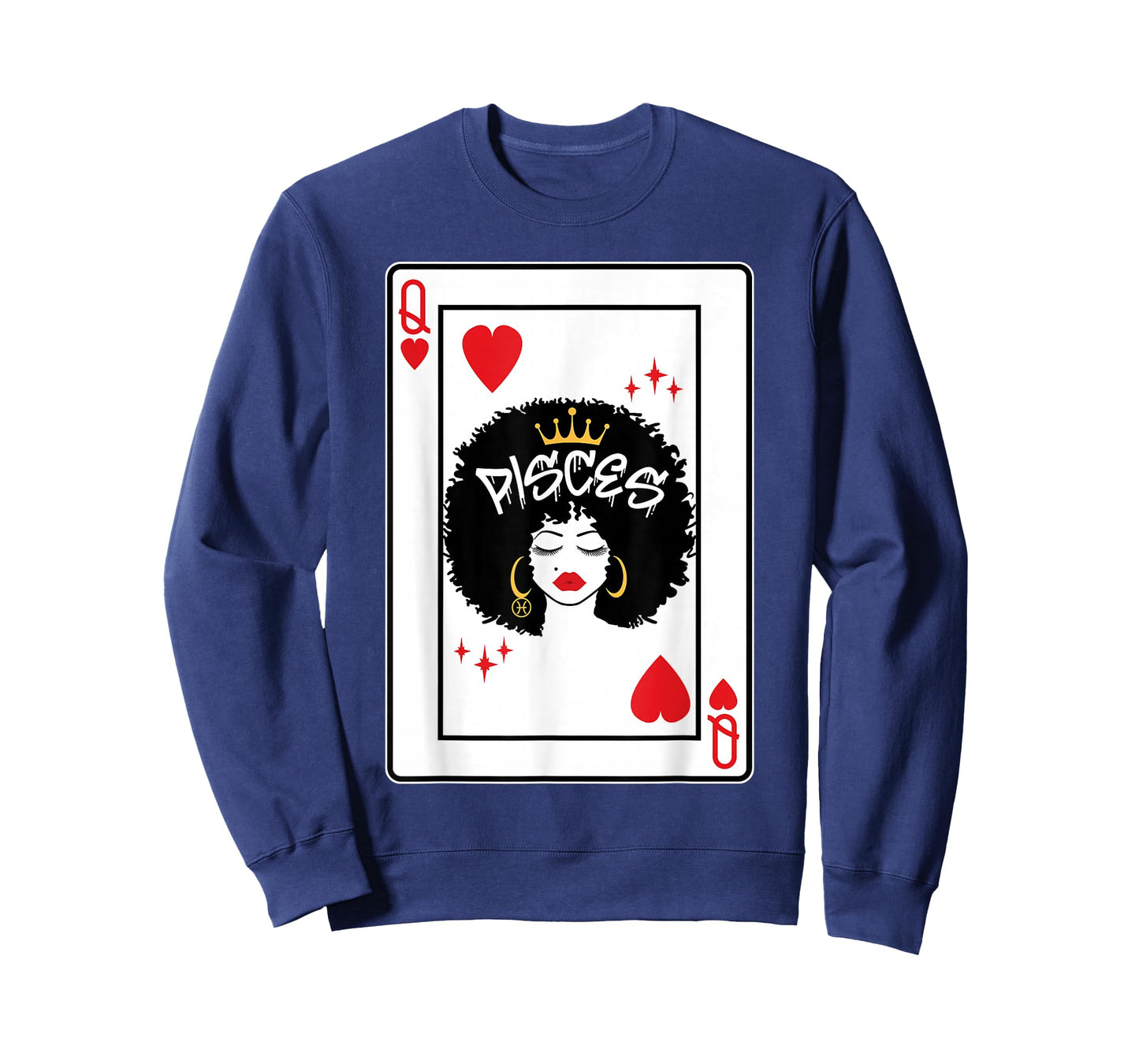 Pisces Astrology Black Queen Hearts Blackjack Cards Poker T-Shirt