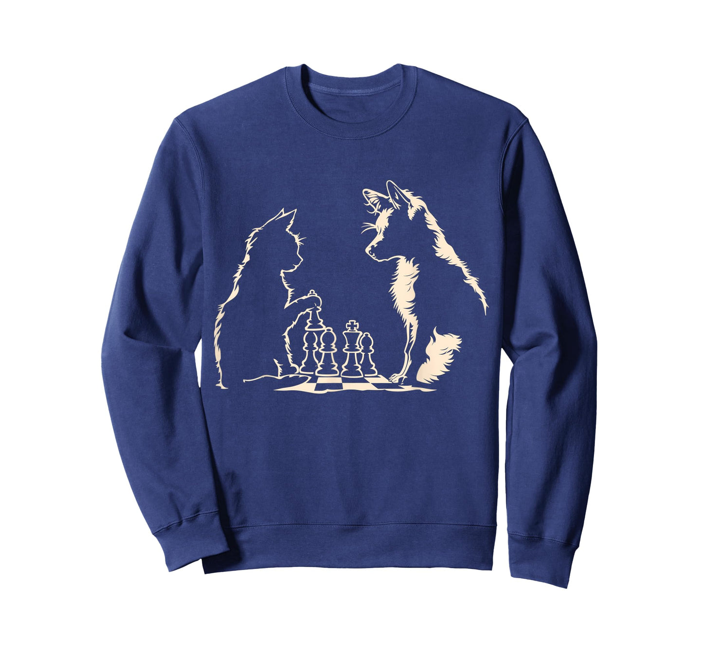Funny Chess Player Dog Cat Playing Chess Board T-Shirt for Men Women Kids