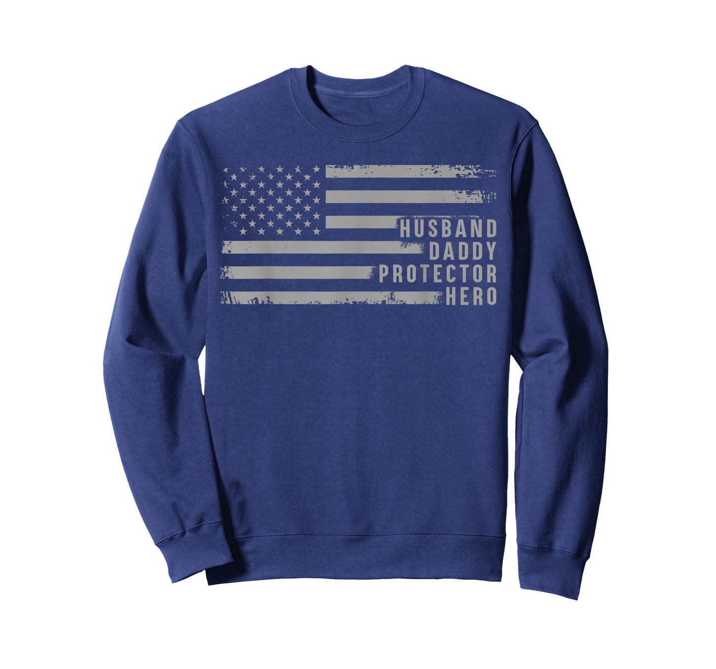 Husband Daddy Protector Hero Fathers Day American Flag Mens T-Shirt