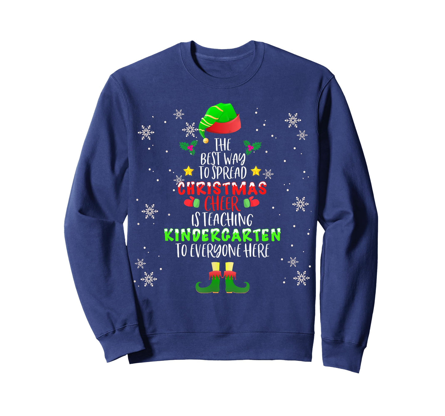 Christmas Cheer Is Teaching Kindergarten Santa Elf Teacher Men Women Kids T-Shirt